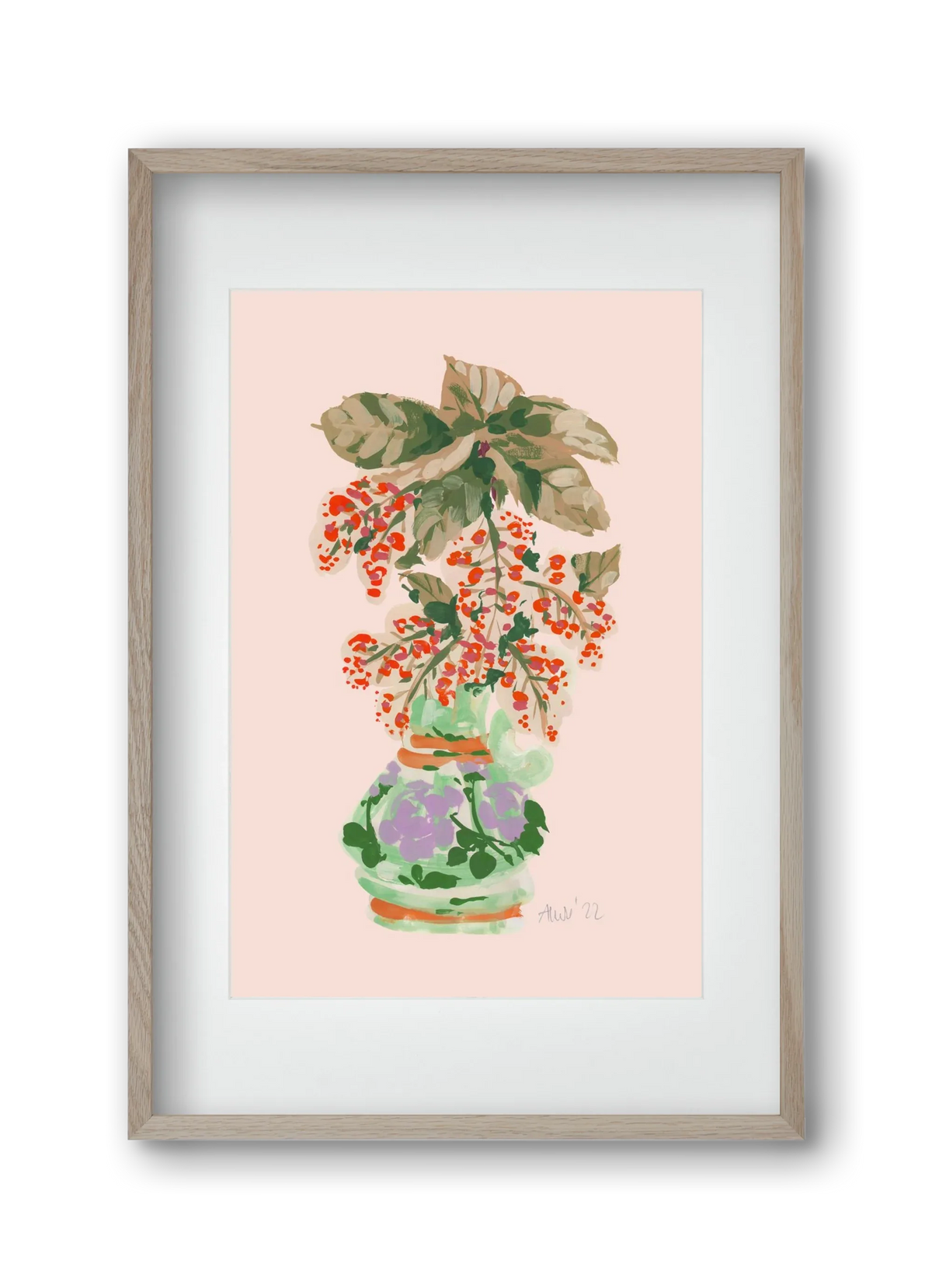 Apple Blossom In Vase- red - artbridge