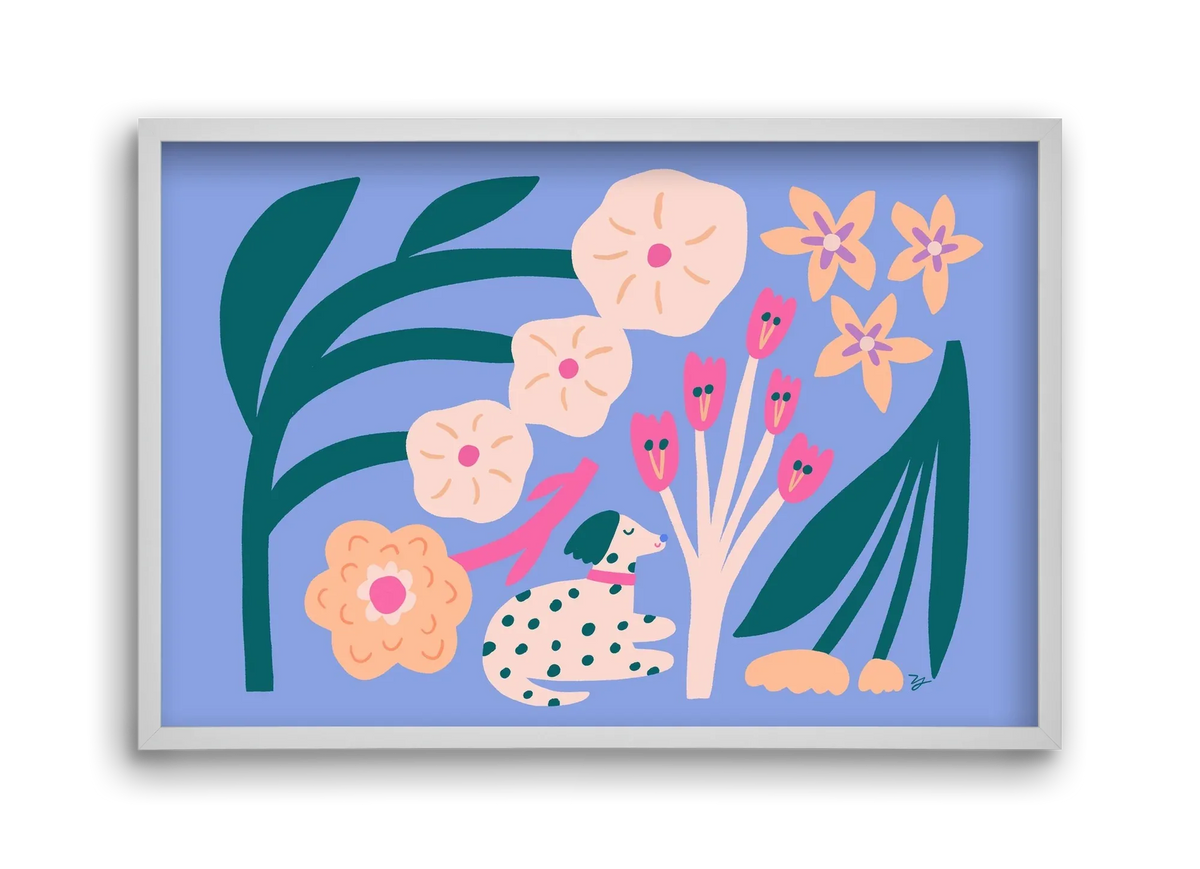 Puppy with Flowers - artbridge