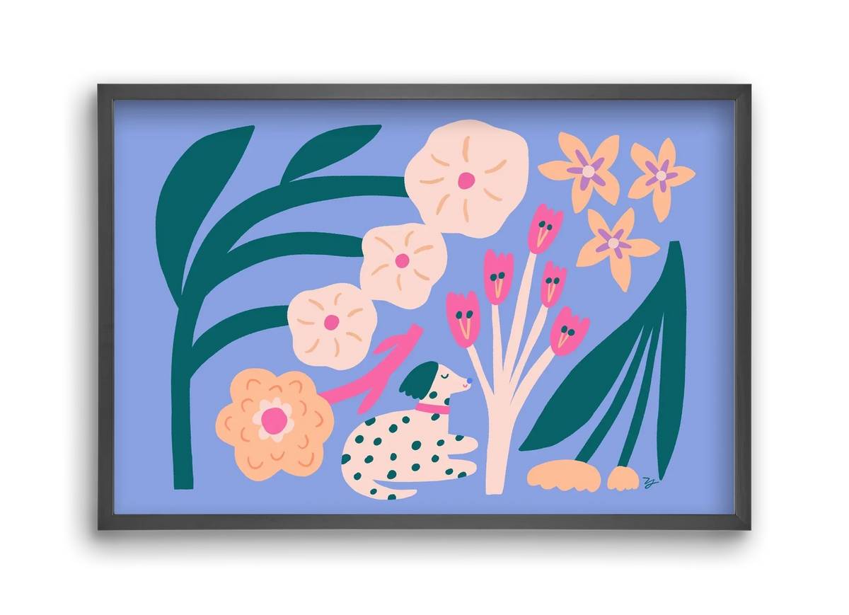 Puppy with Flowers - artbridge