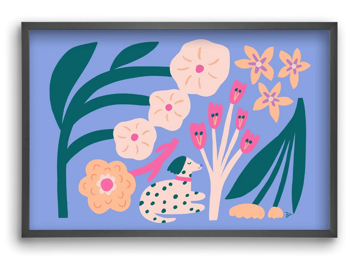 Puppy with Flowers - artbridge