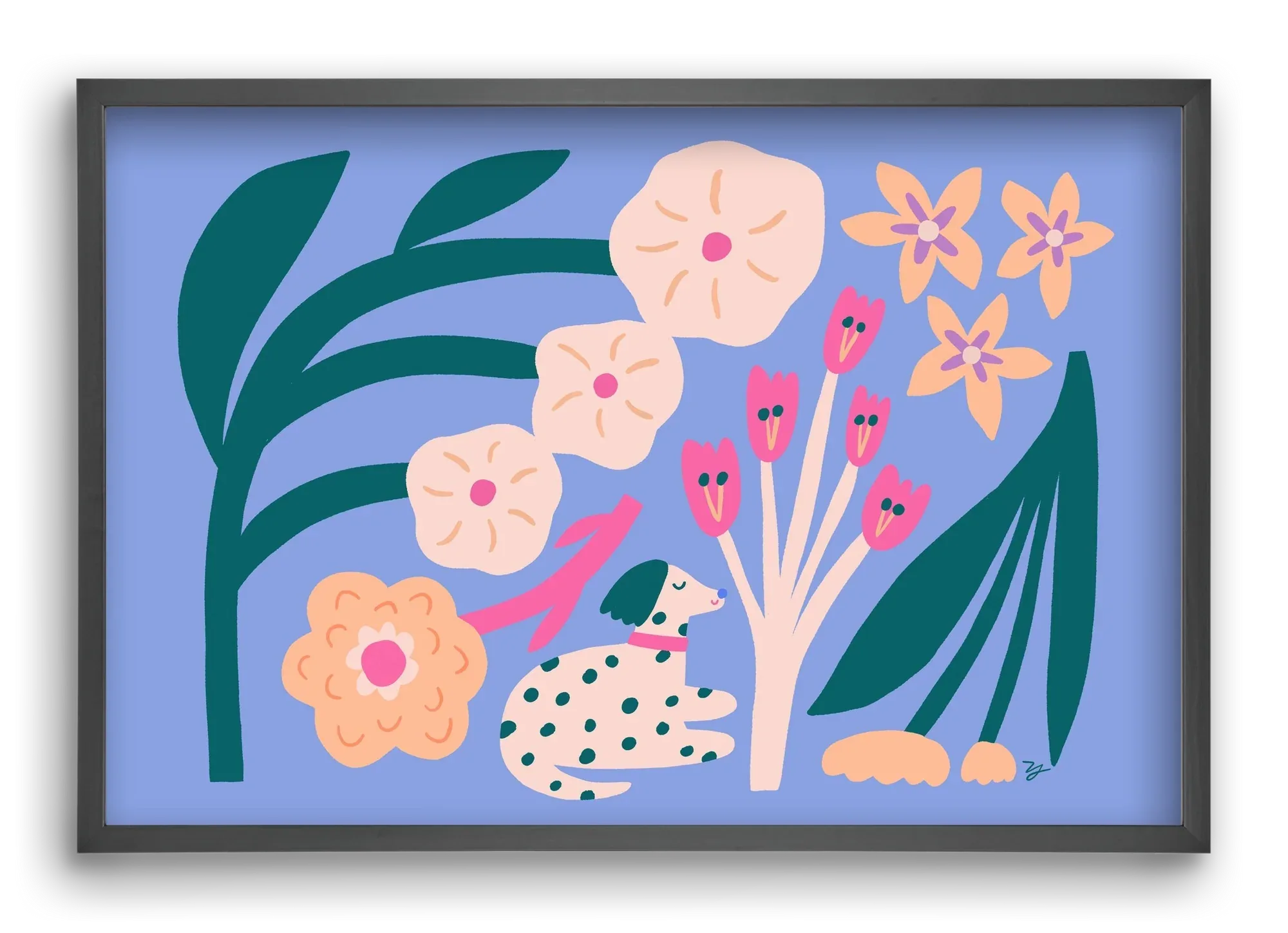 Puppy with Flowers - artbridge