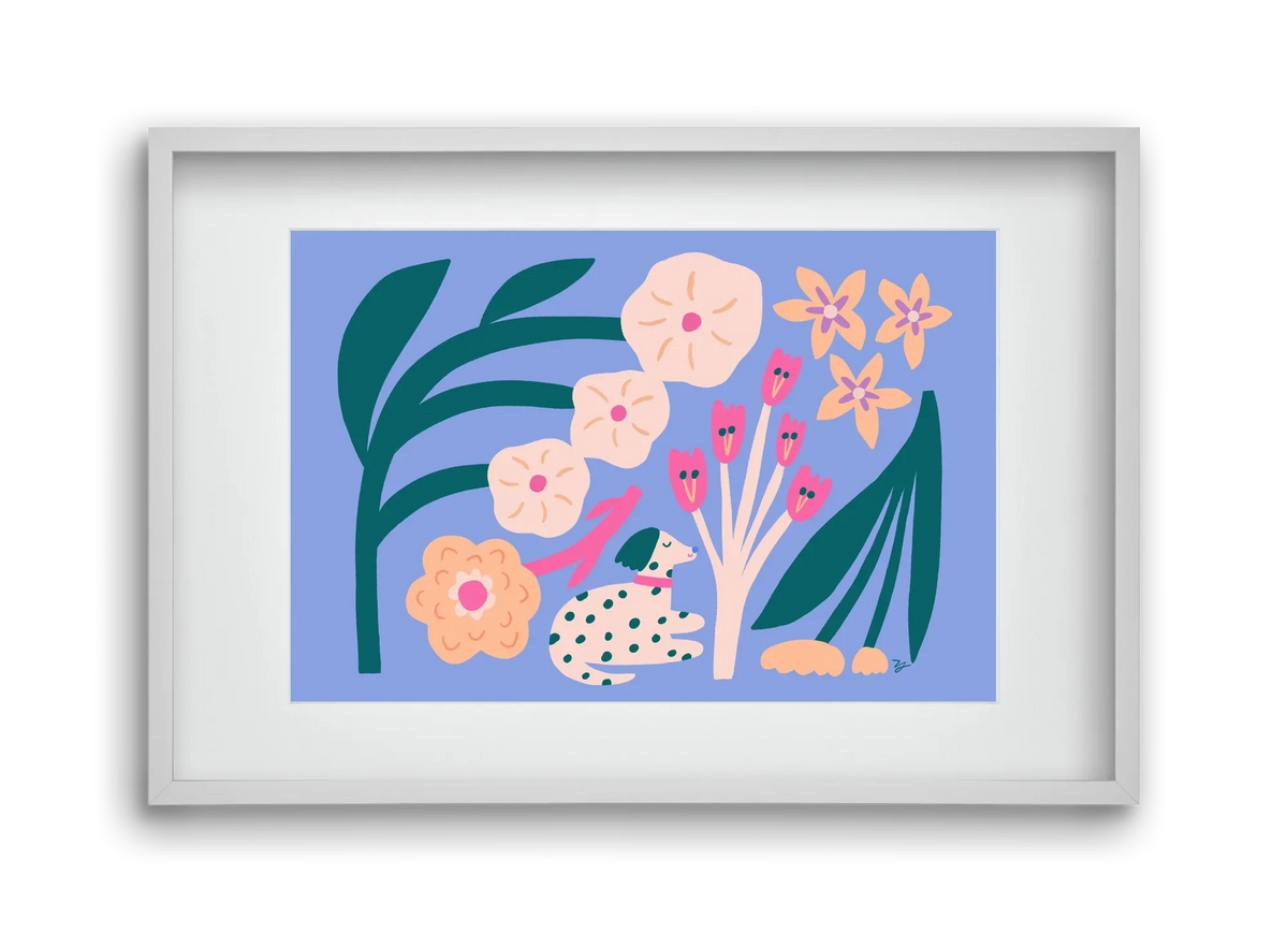 Puppy with Flowers - artbridge