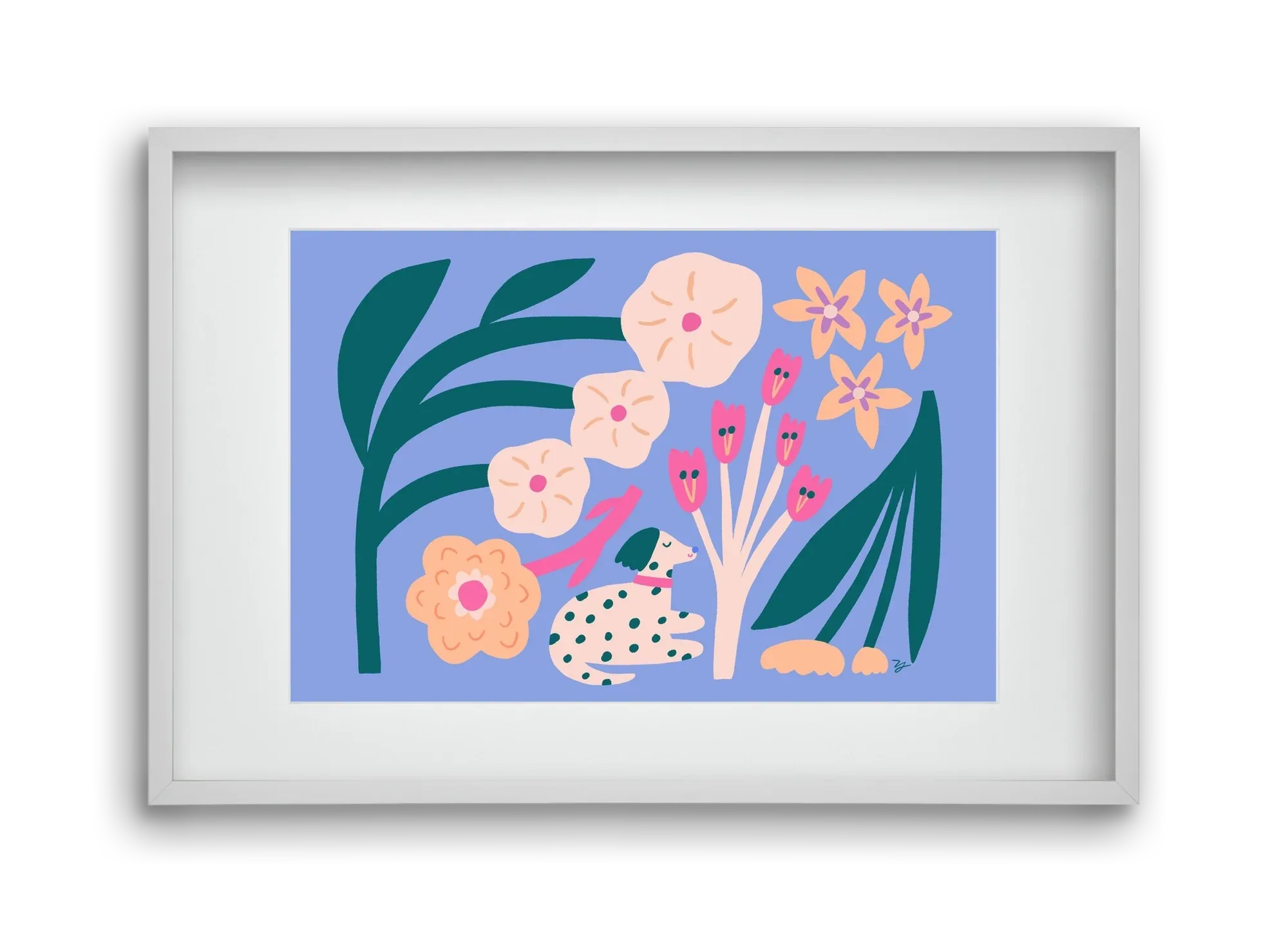 Puppy with Flowers - artbridge