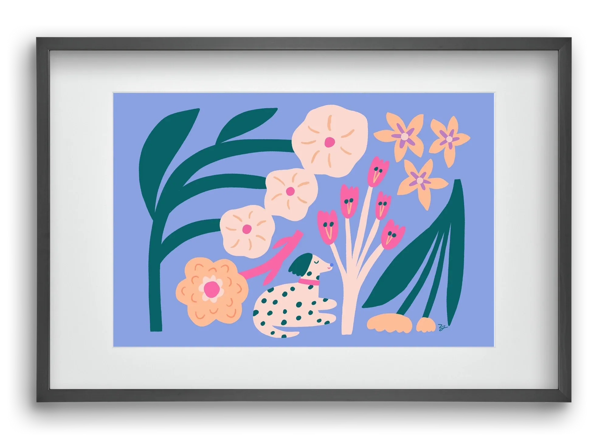 Puppy with Flowers - artbridge