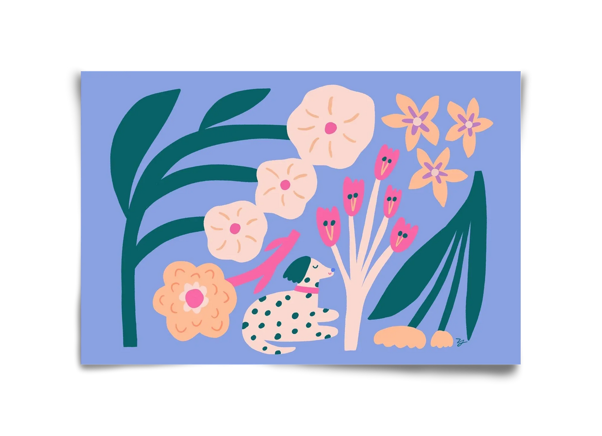 Puppy with Flowers - artbridge