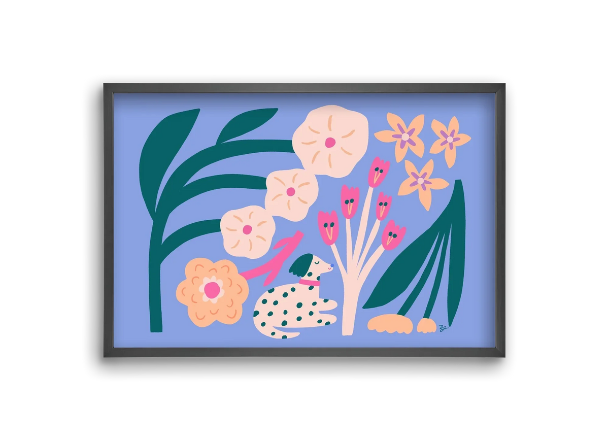 Puppy with Flowers - artbridge