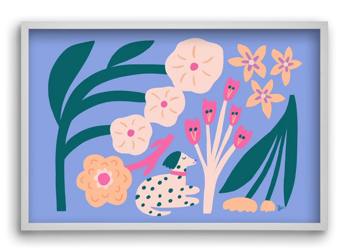 Puppy with Flowers - artbridge