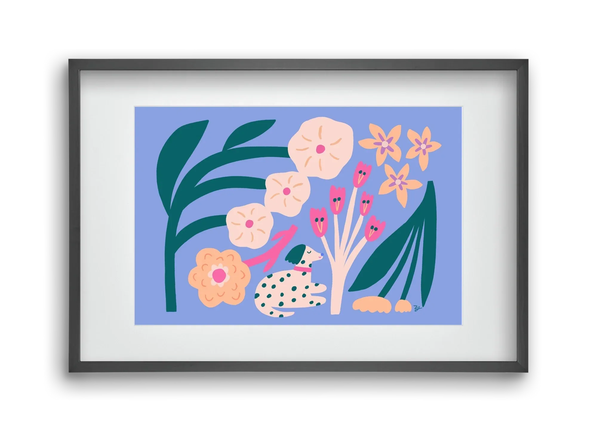 Puppy with Flowers - artbridge