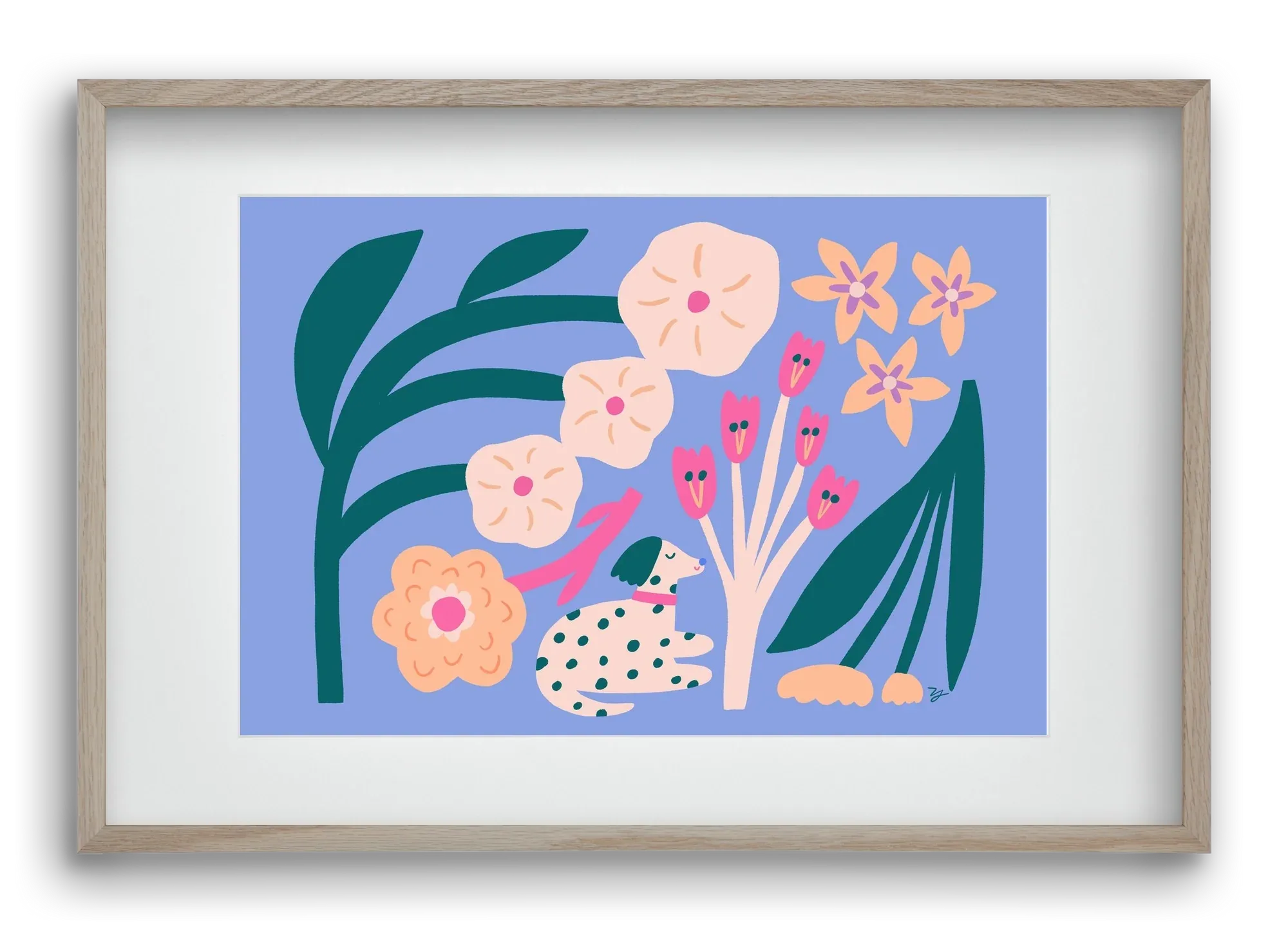 Puppy with Flowers - artbridge