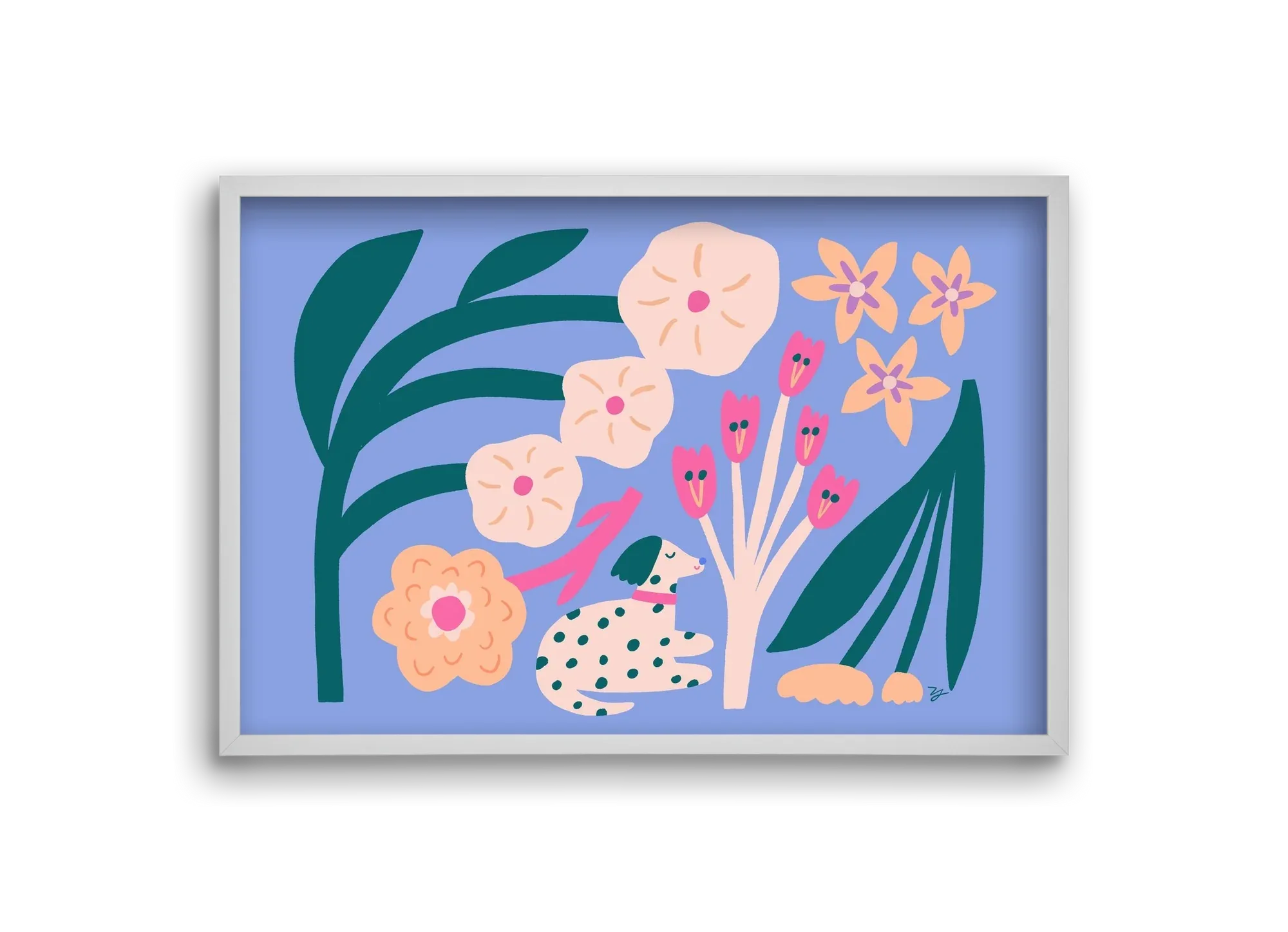 Puppy with Flowers - artbridge