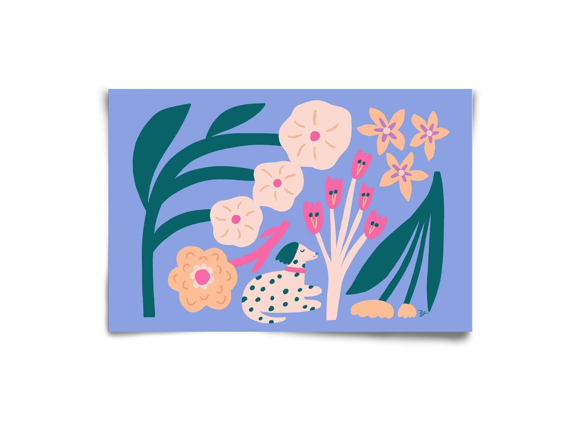 Puppy with Flowers - artbridge