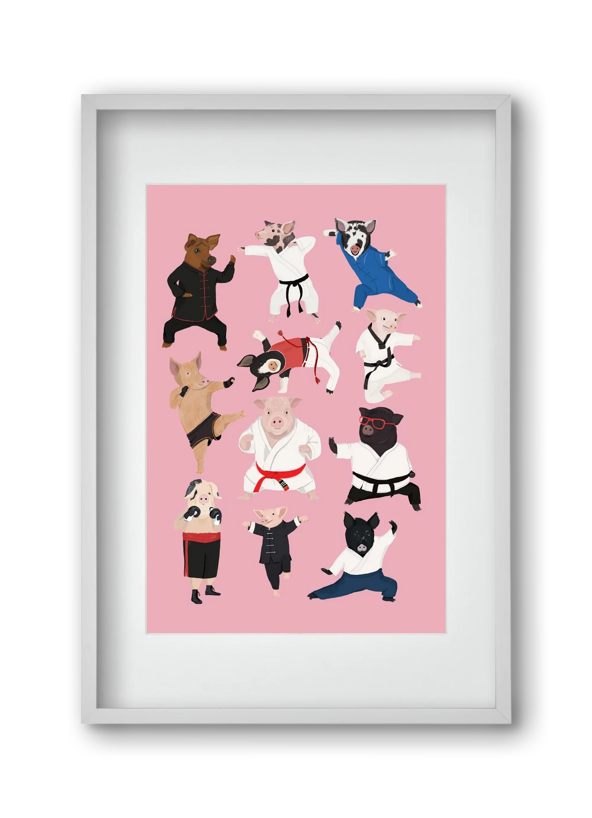 Pigs doing Martial Art - artbridge