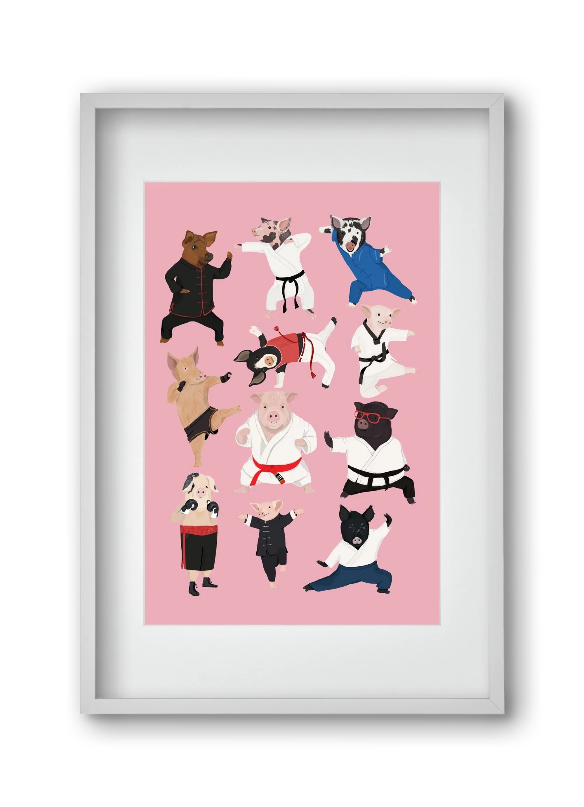 Pigs doing Martial Art - artbridge