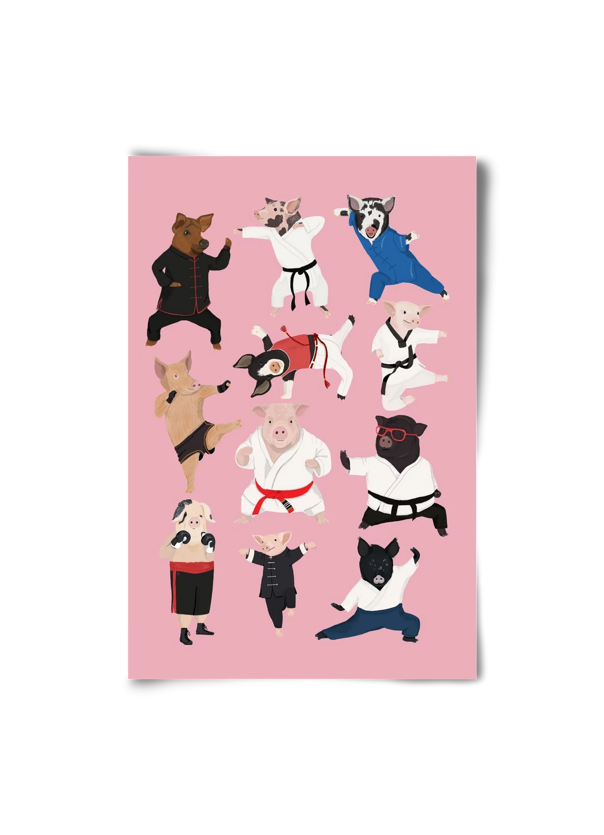 Pigs doing Martial Art - artbridge