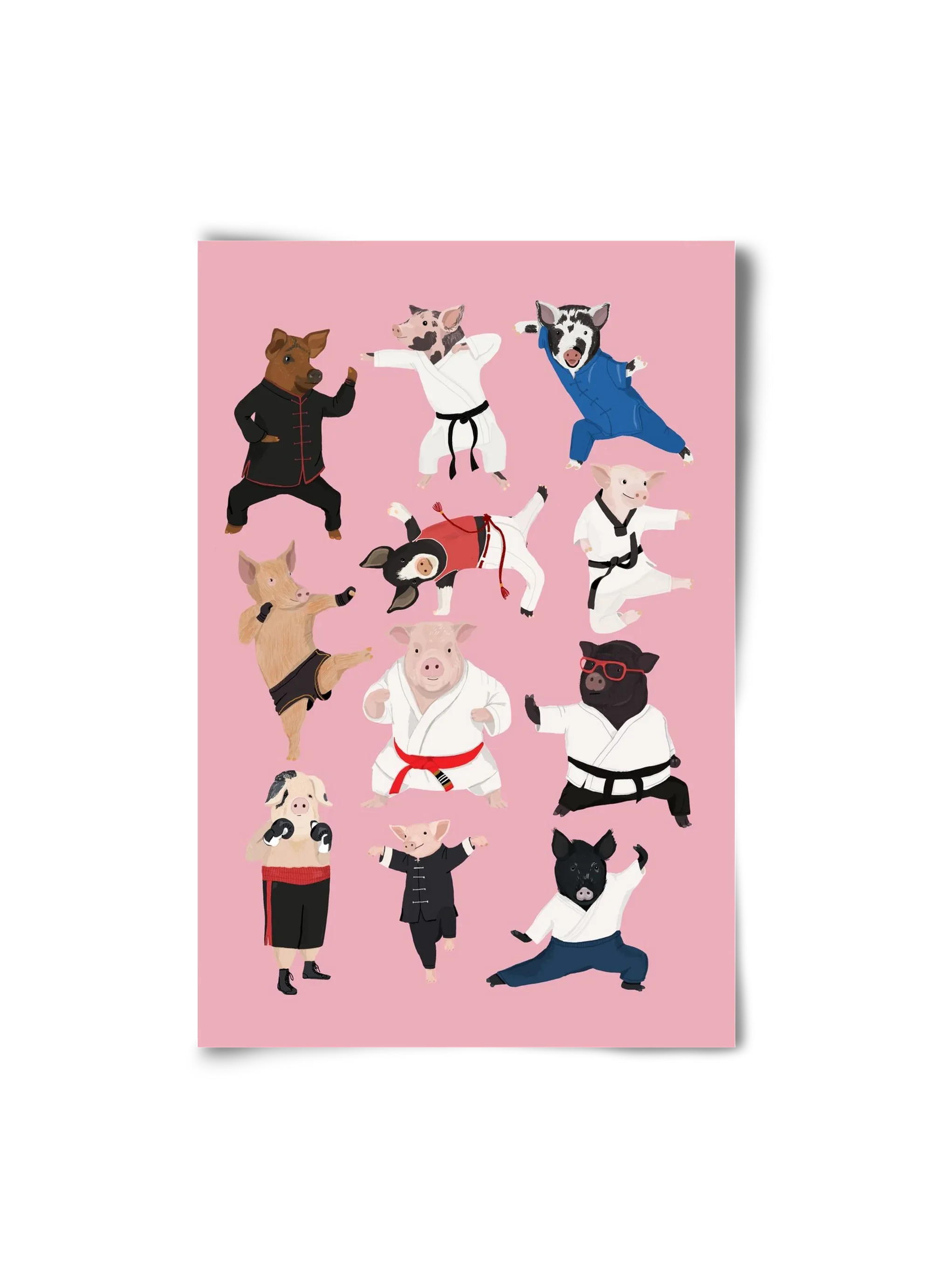 Pigs doing Martial Art - artbridge