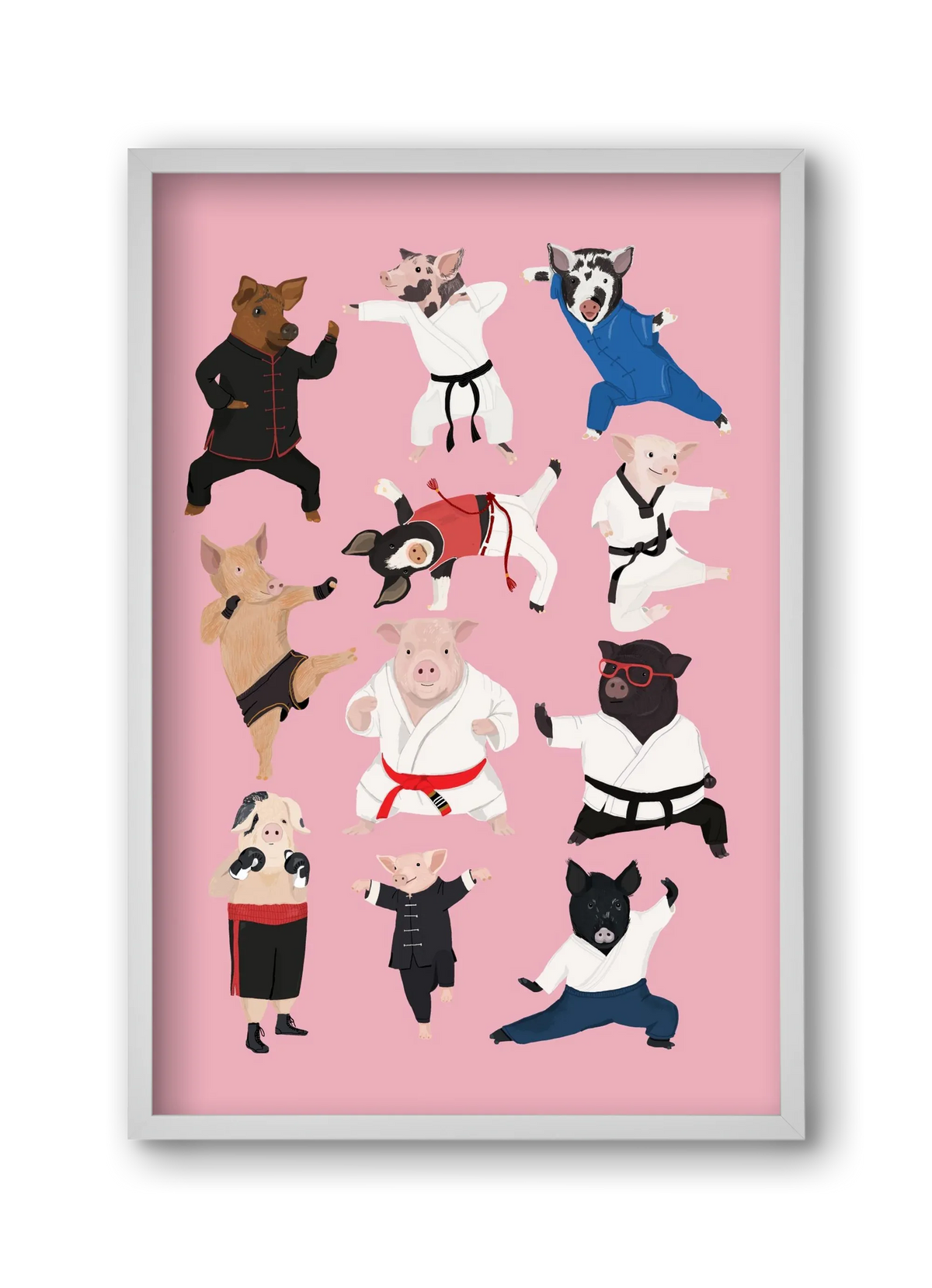 Pigs doing Martial Art - artbridge