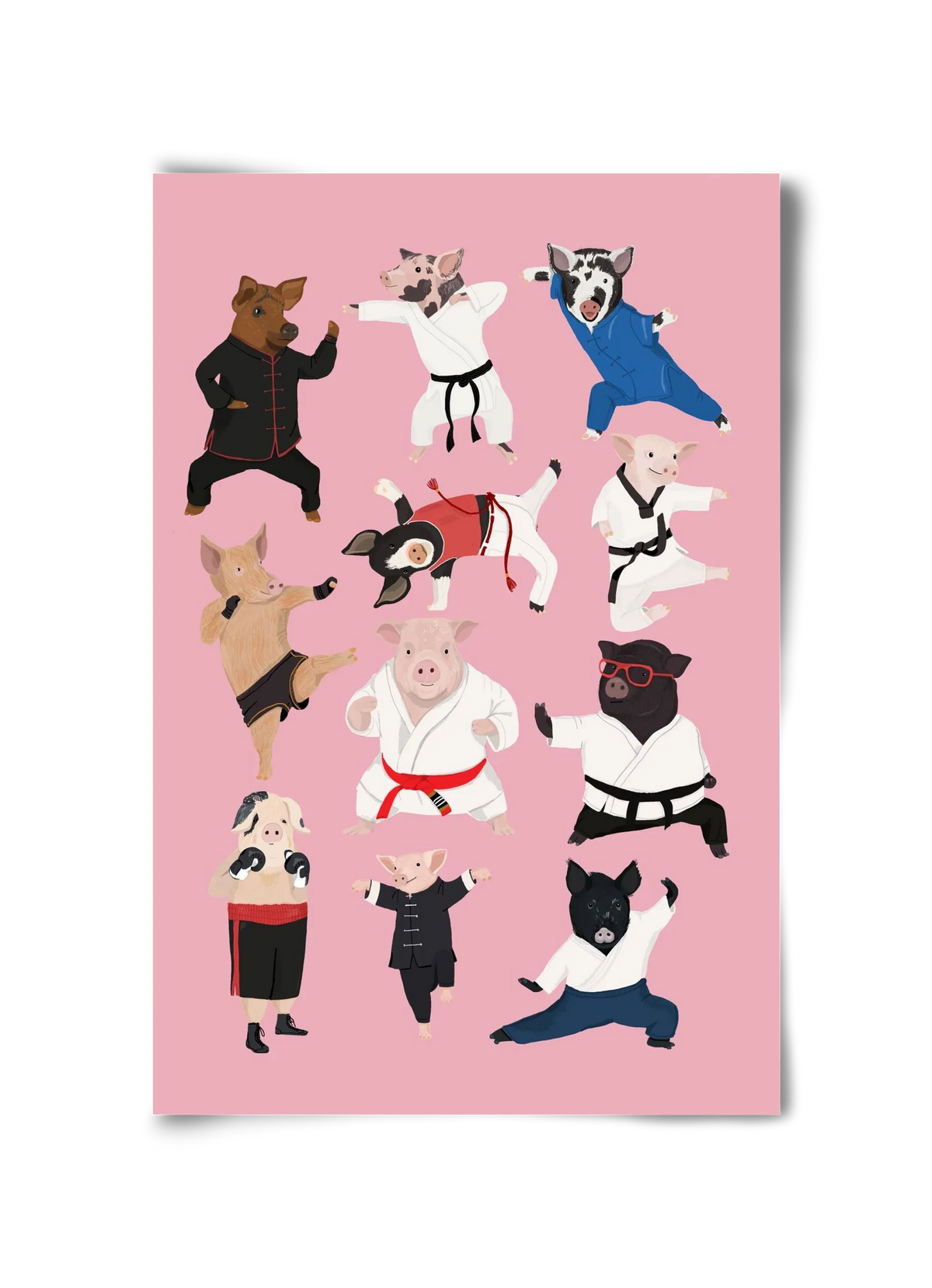 Pigs doing Martial Art - artbridge