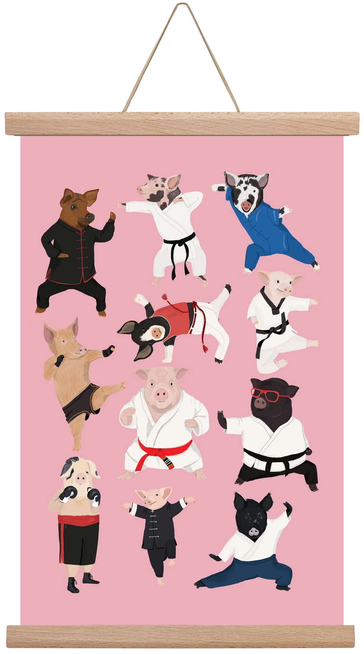 Pigs doing Martial Art - artbridge