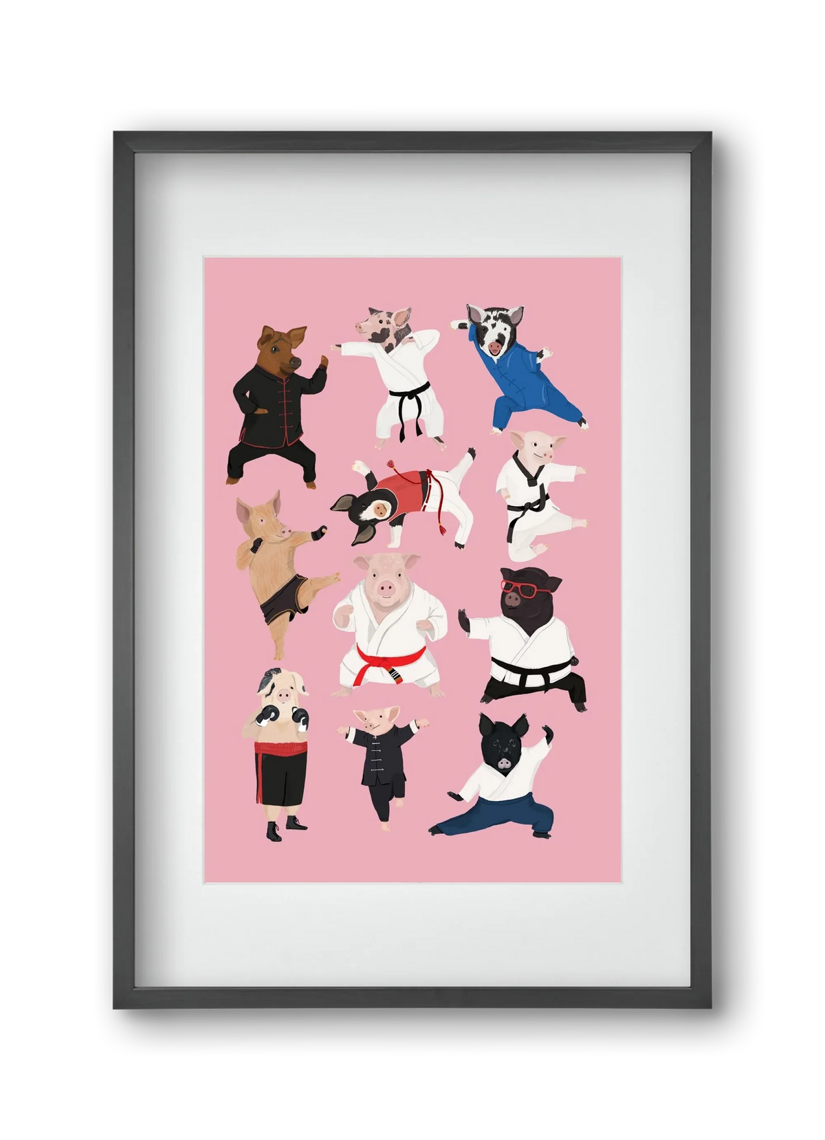 Pigs doing Martial Art - artbridge