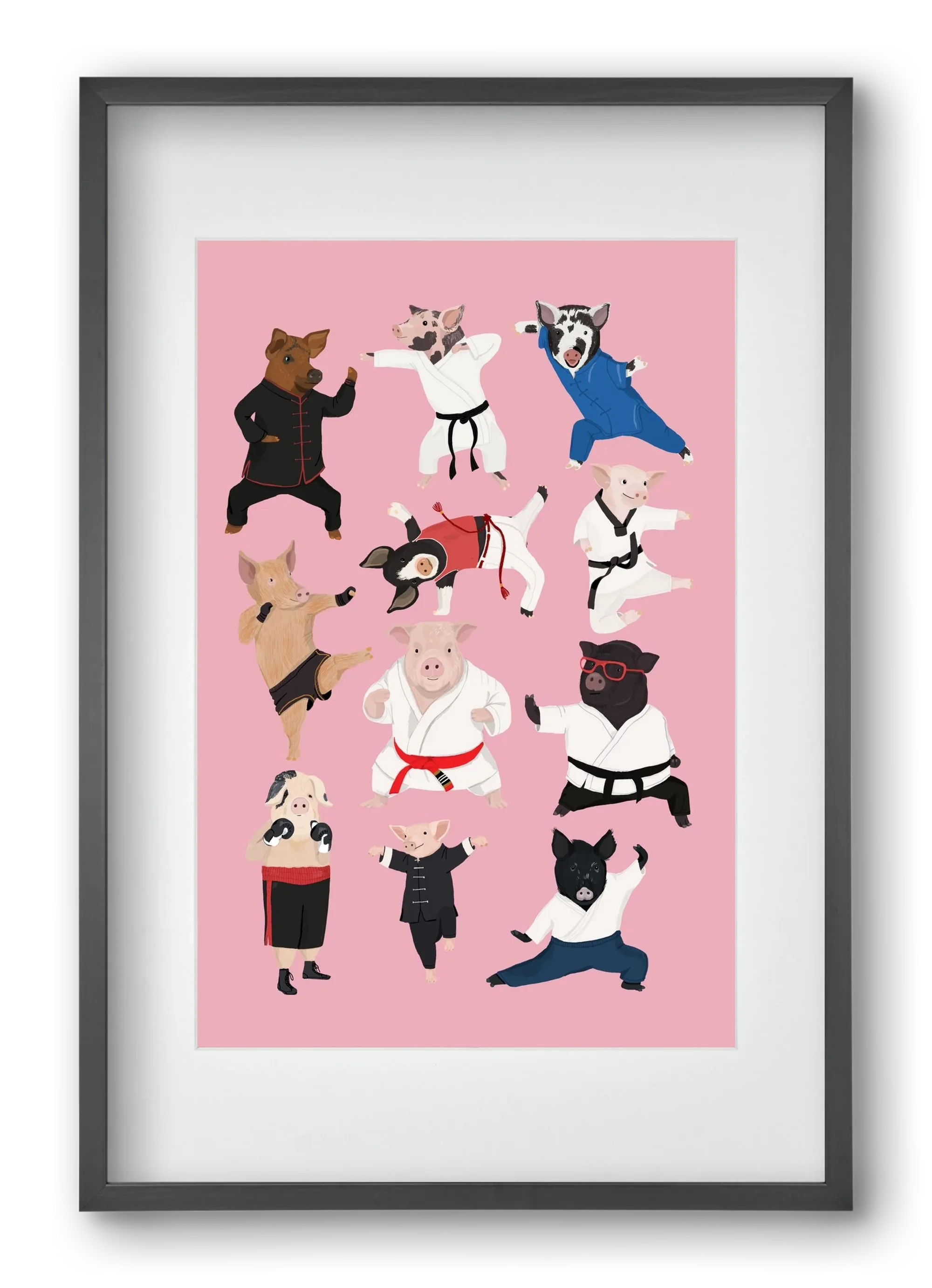Pigs doing Martial Art - artbridge