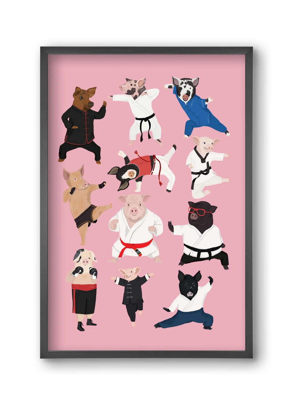 Pigs doing Martial Art - artbridge