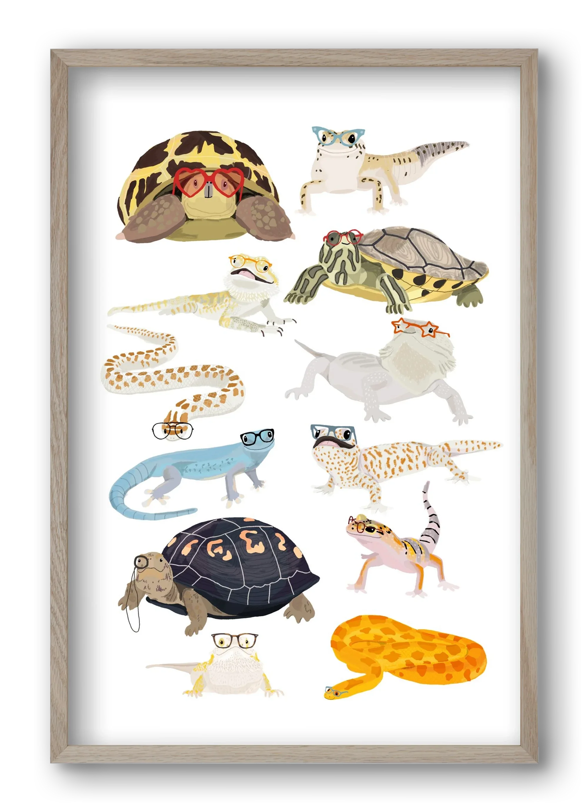 Reptiles in glasses print - artbridge
