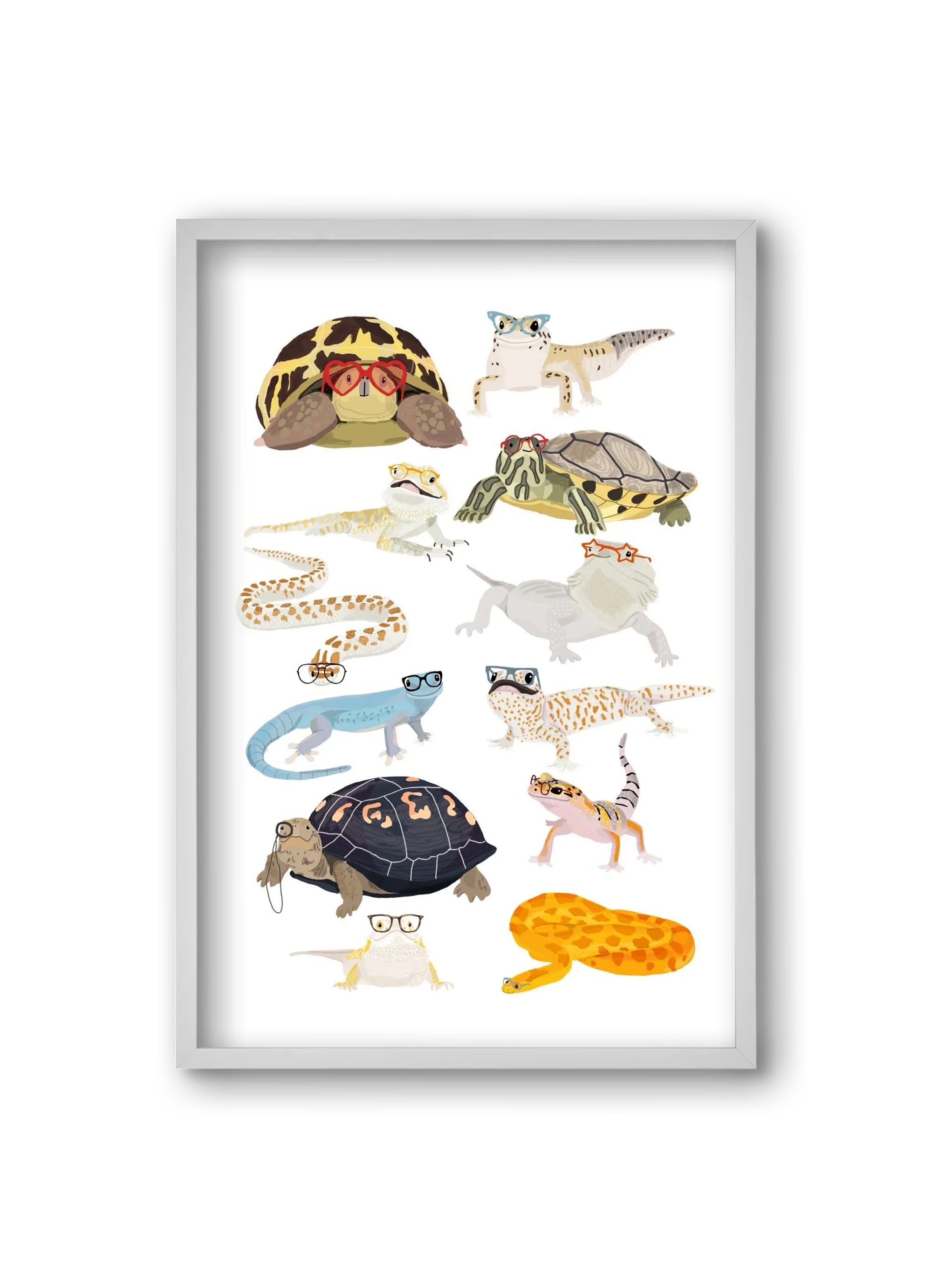 Reptiles in glasses print - artbridge