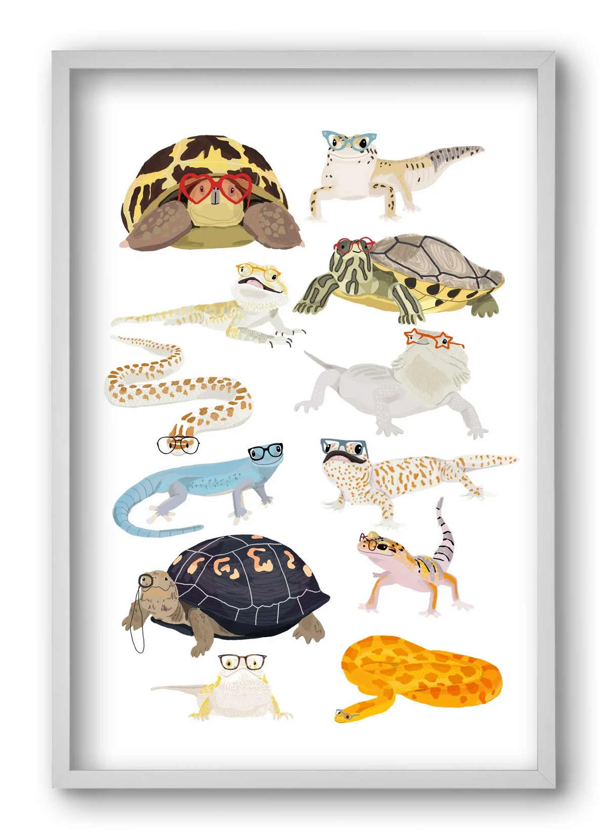 Reptiles in glasses print - artbridge
