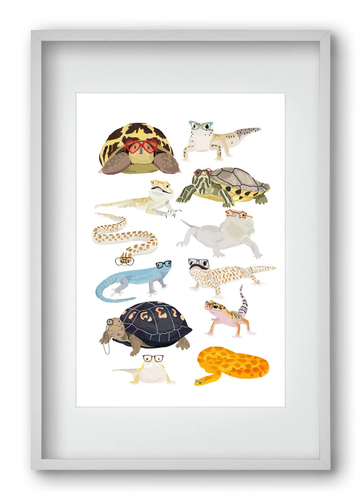 Reptiles in glasses print - artbridge