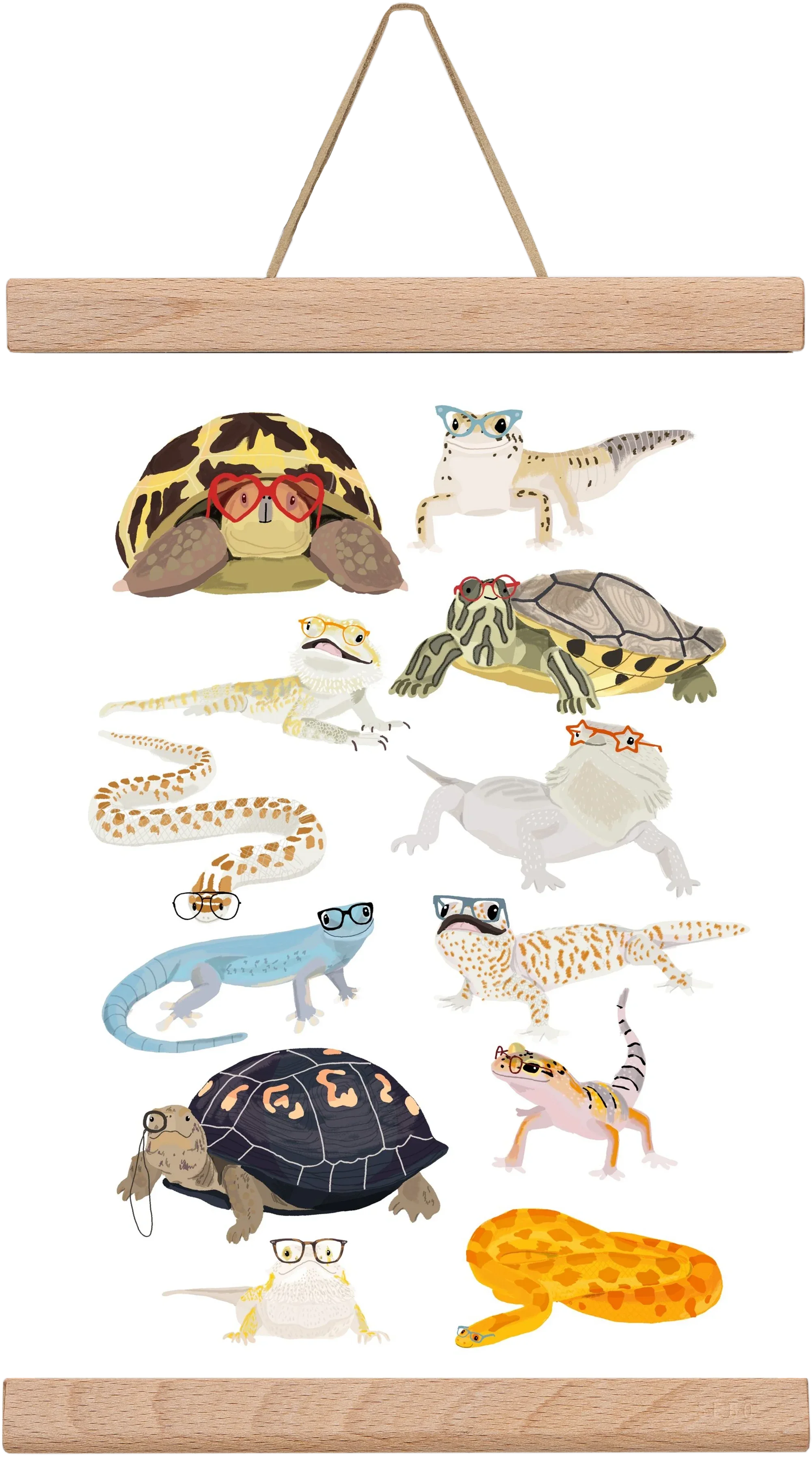 Reptiles in glasses print - artbridge