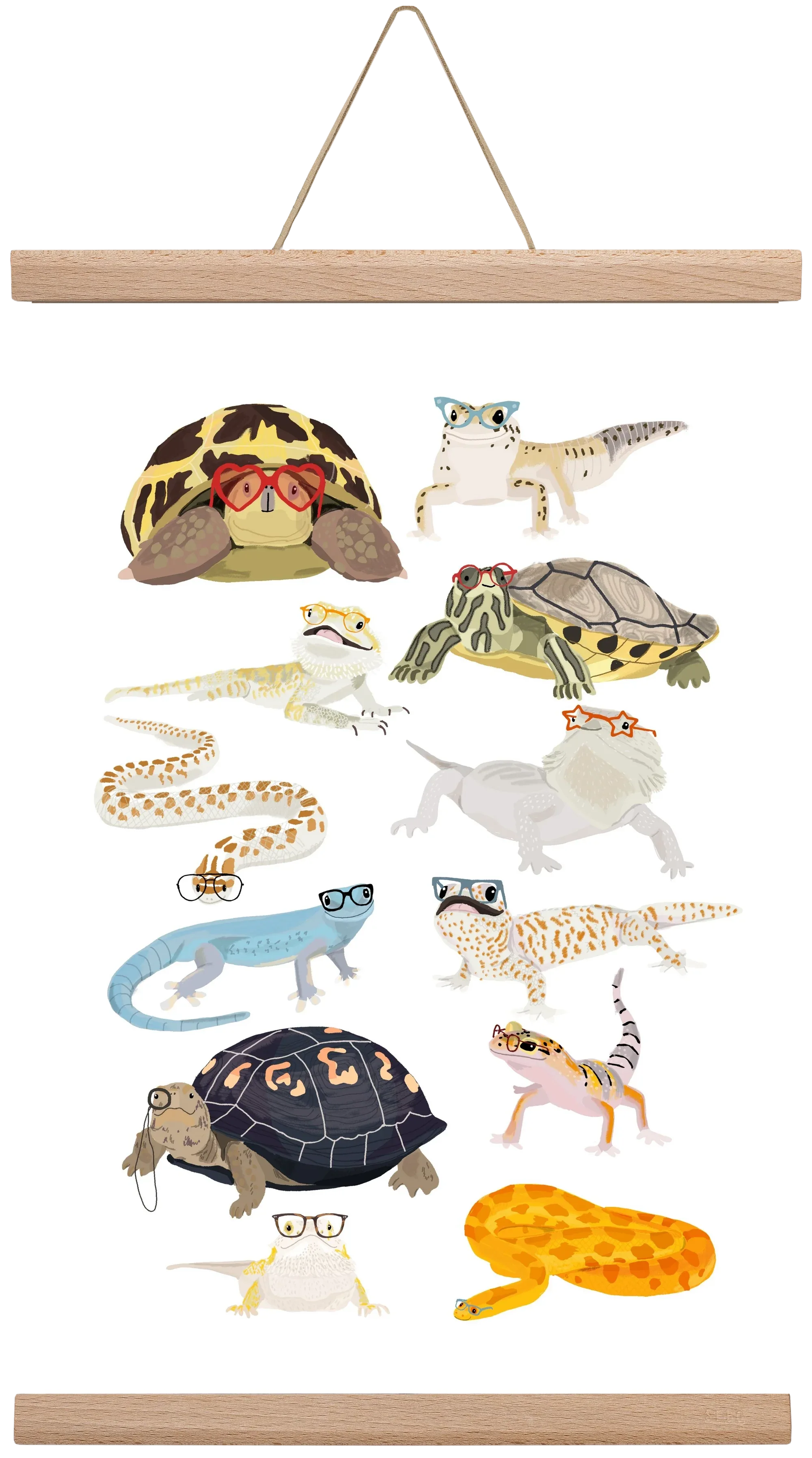 Reptiles in glasses print - artbridge