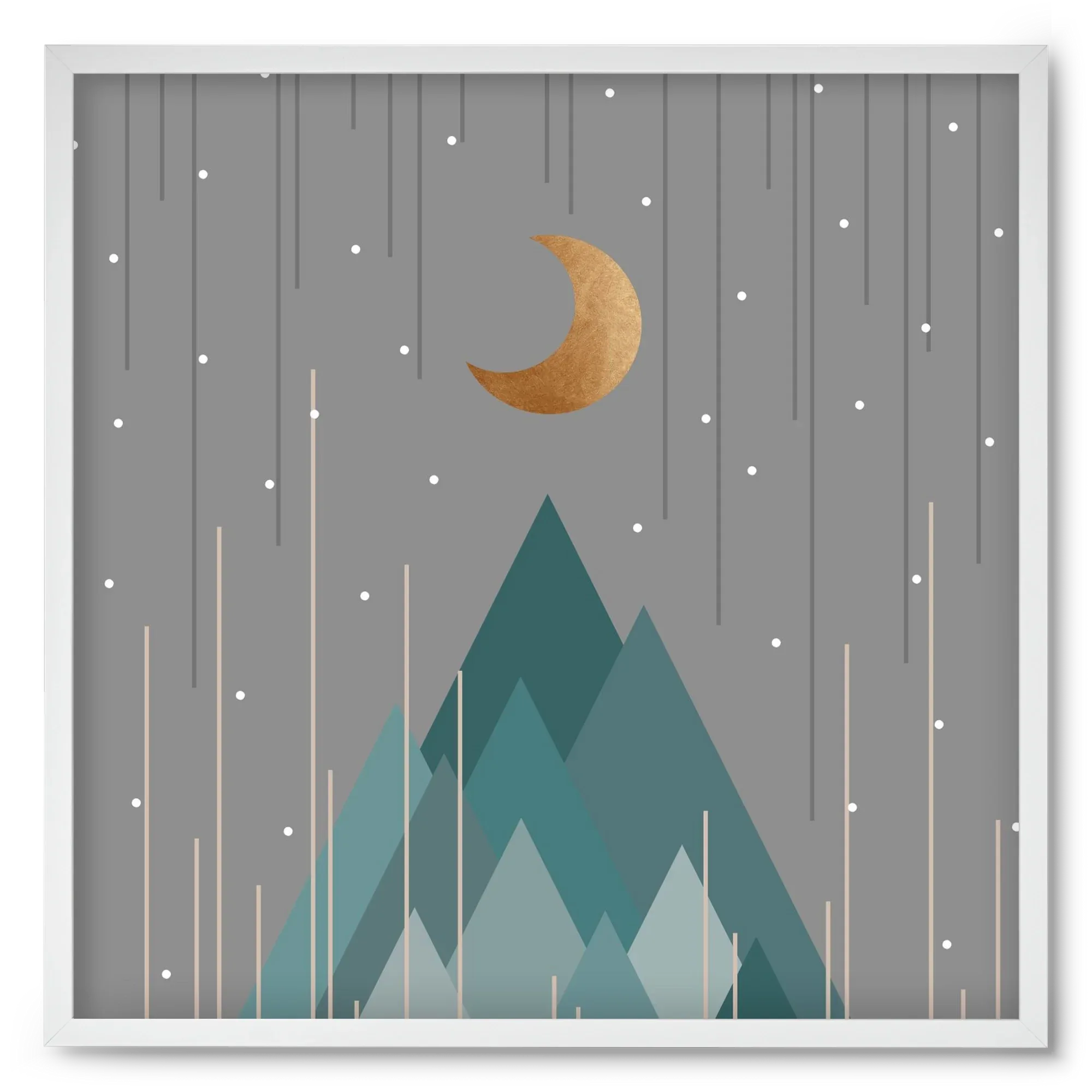 Moon & Mountains Mint Green - artbridge