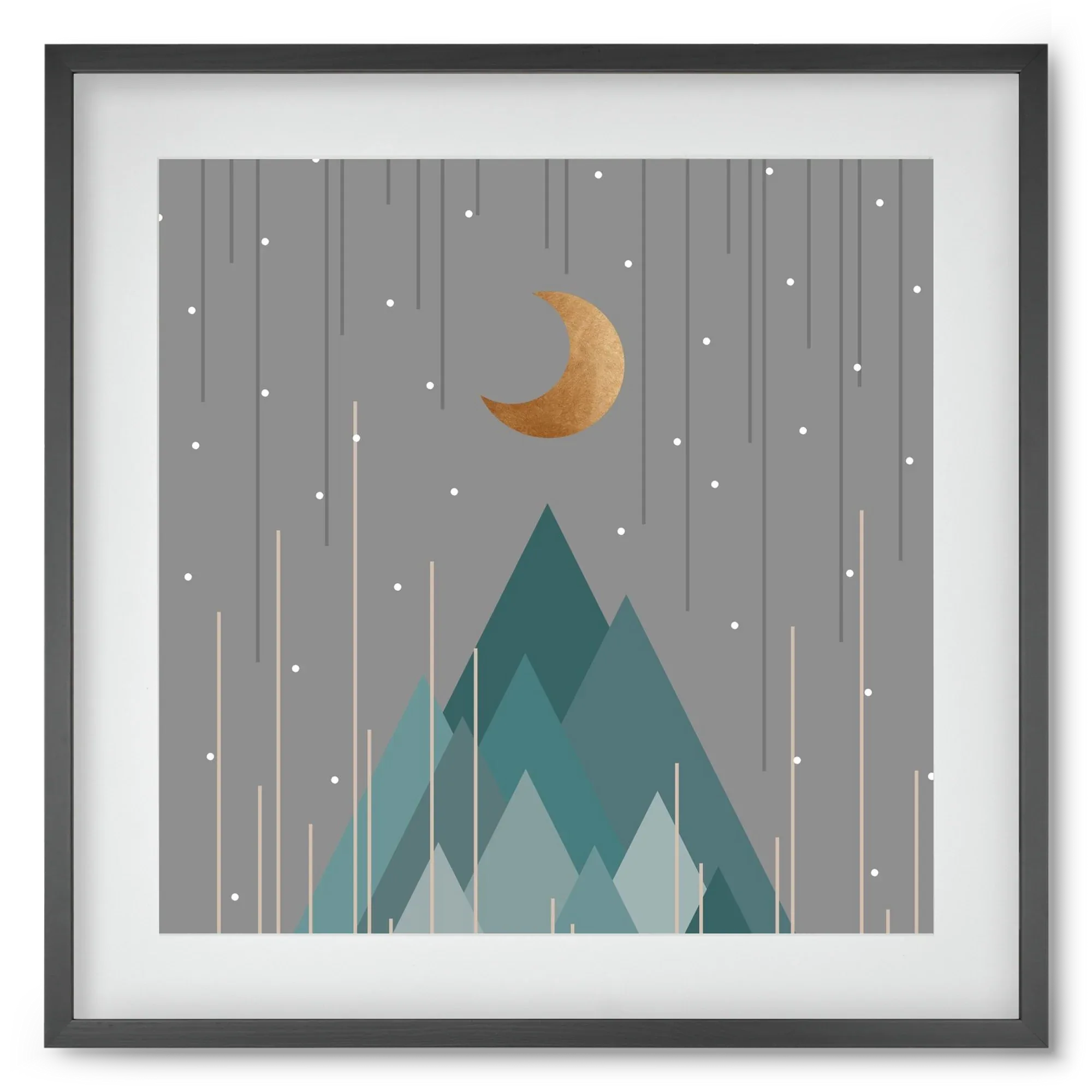 Moon & Mountains Mint Green - artbridge