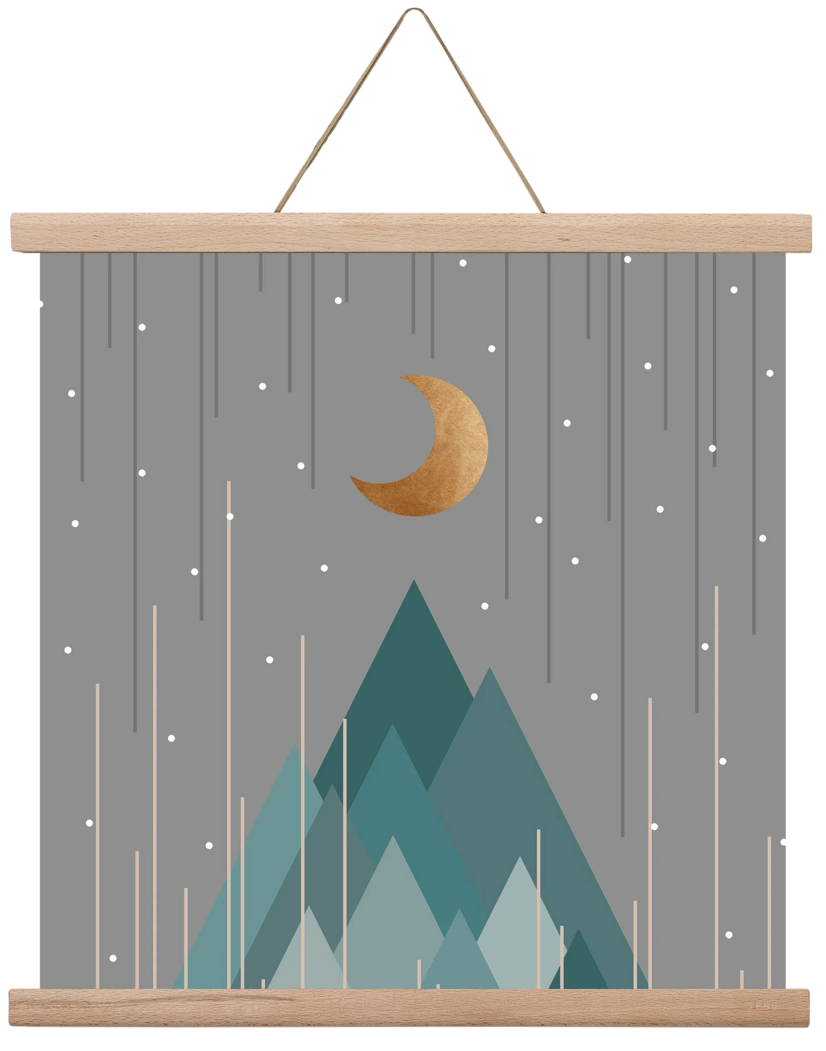 Moon & Mountains Mint Green - artbridge