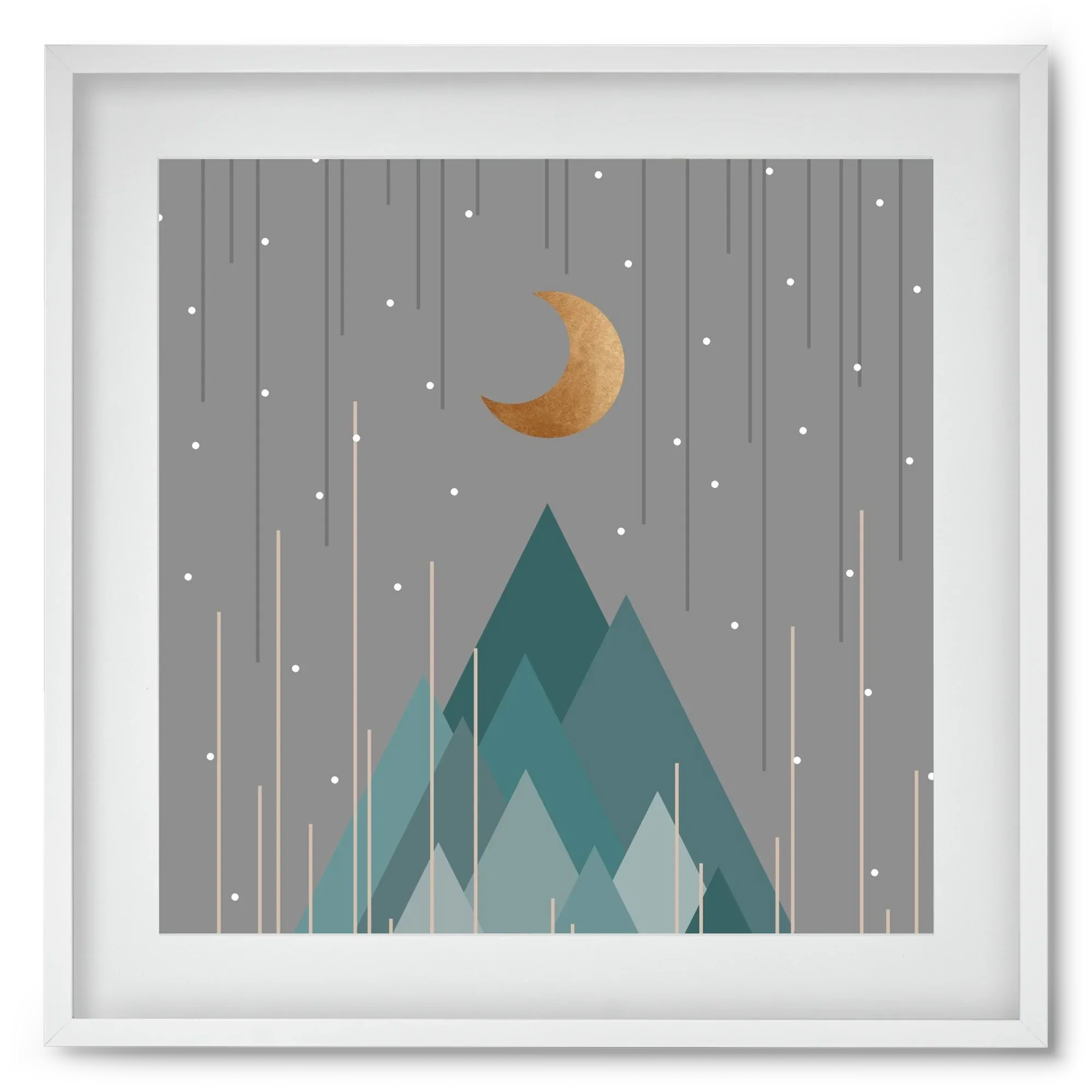 Moon & Mountains Mint Green - artbridge