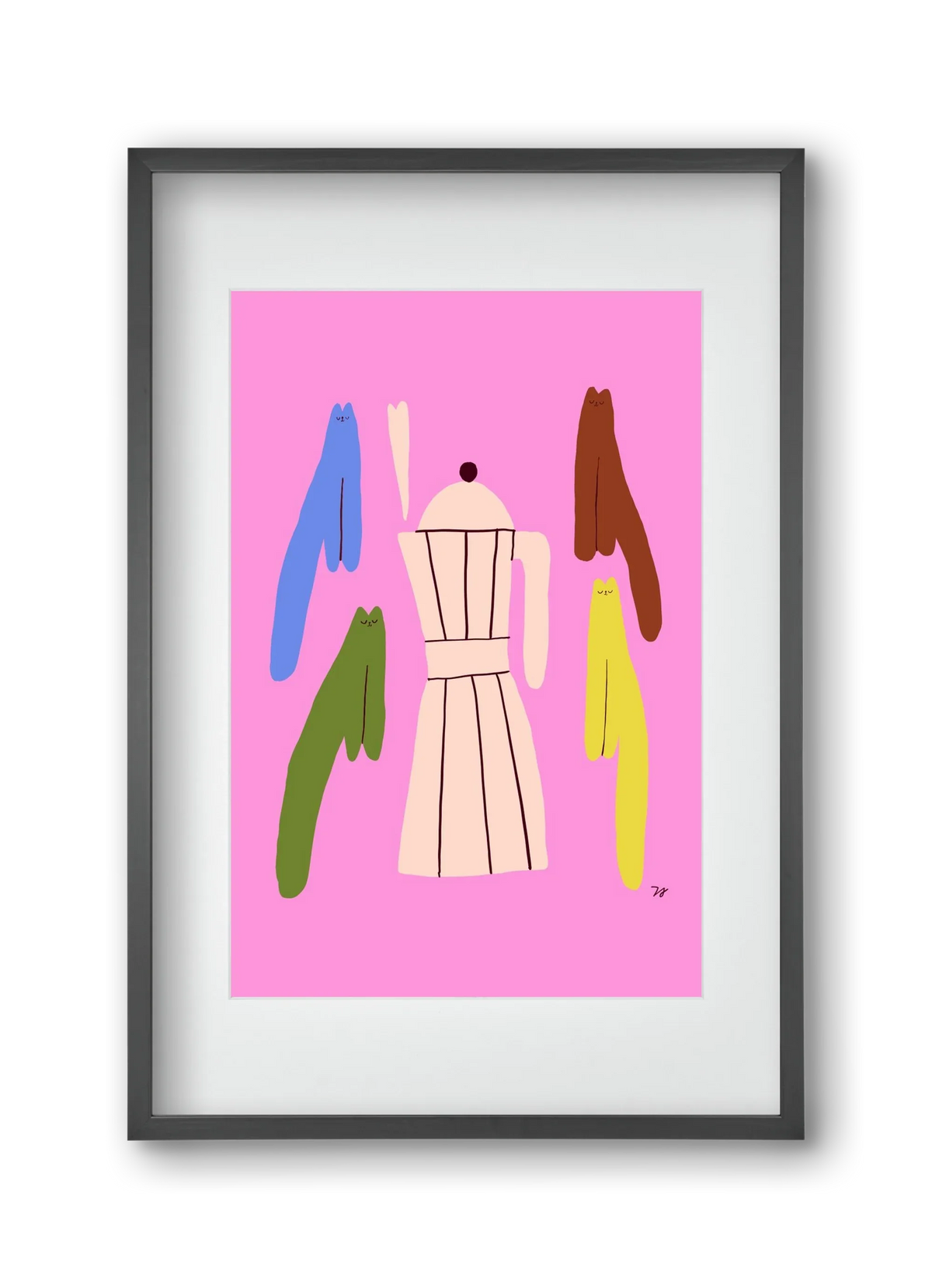 Colorful Cats with Espresso Maker - artbridge