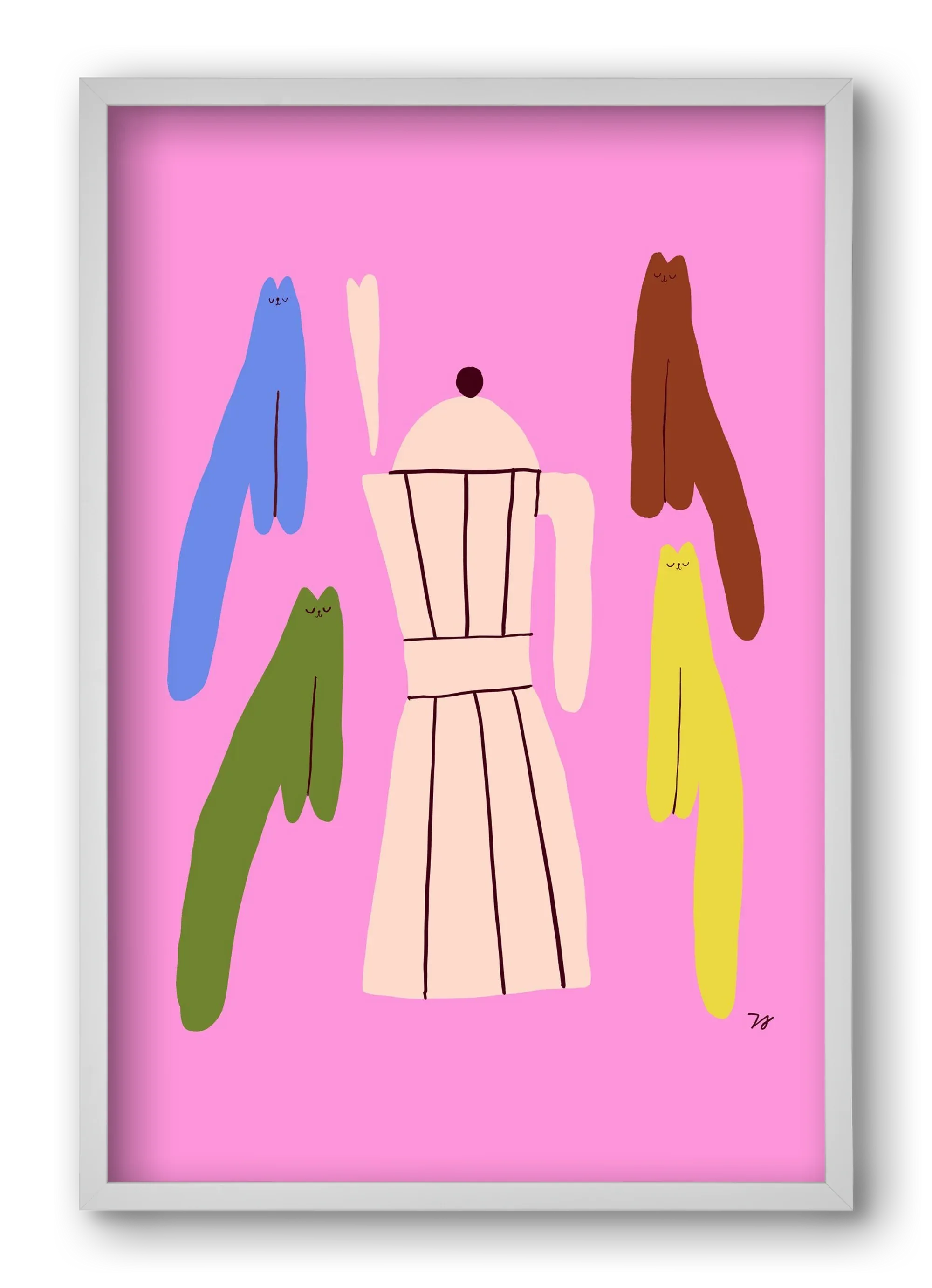 Colorful Cats with Espresso Maker - artbridge