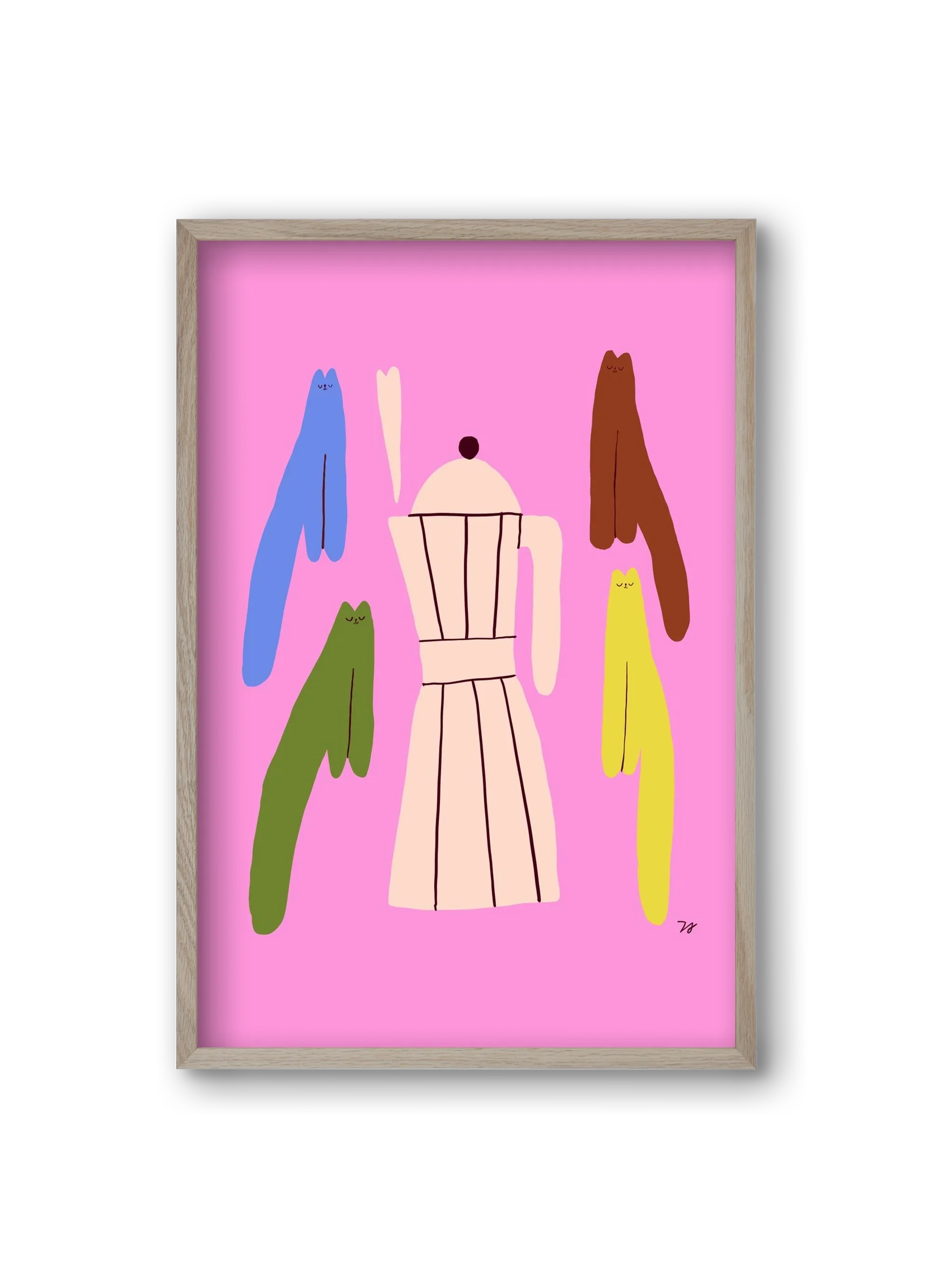 Colorful Cats with Espresso Maker - artbridge