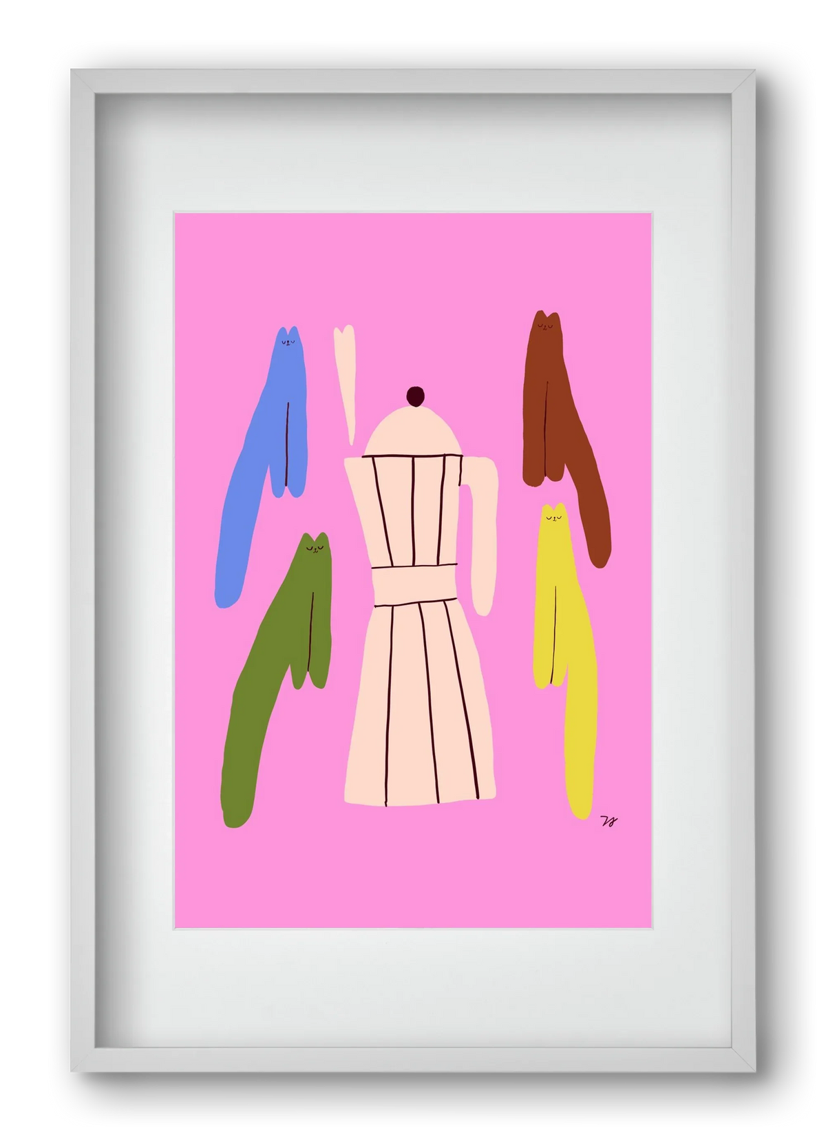 Colorful Cats with Espresso Maker - artbridge