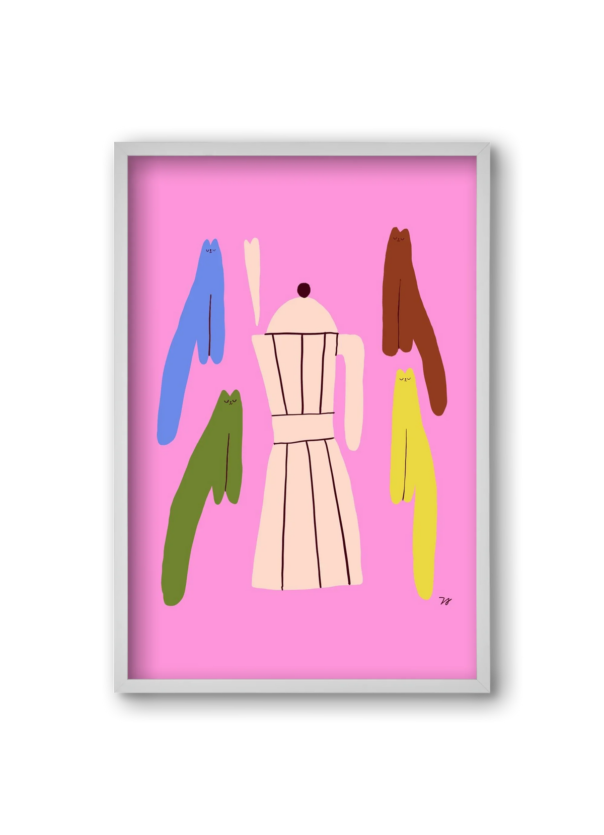 Colorful Cats with Espresso Maker - artbridge