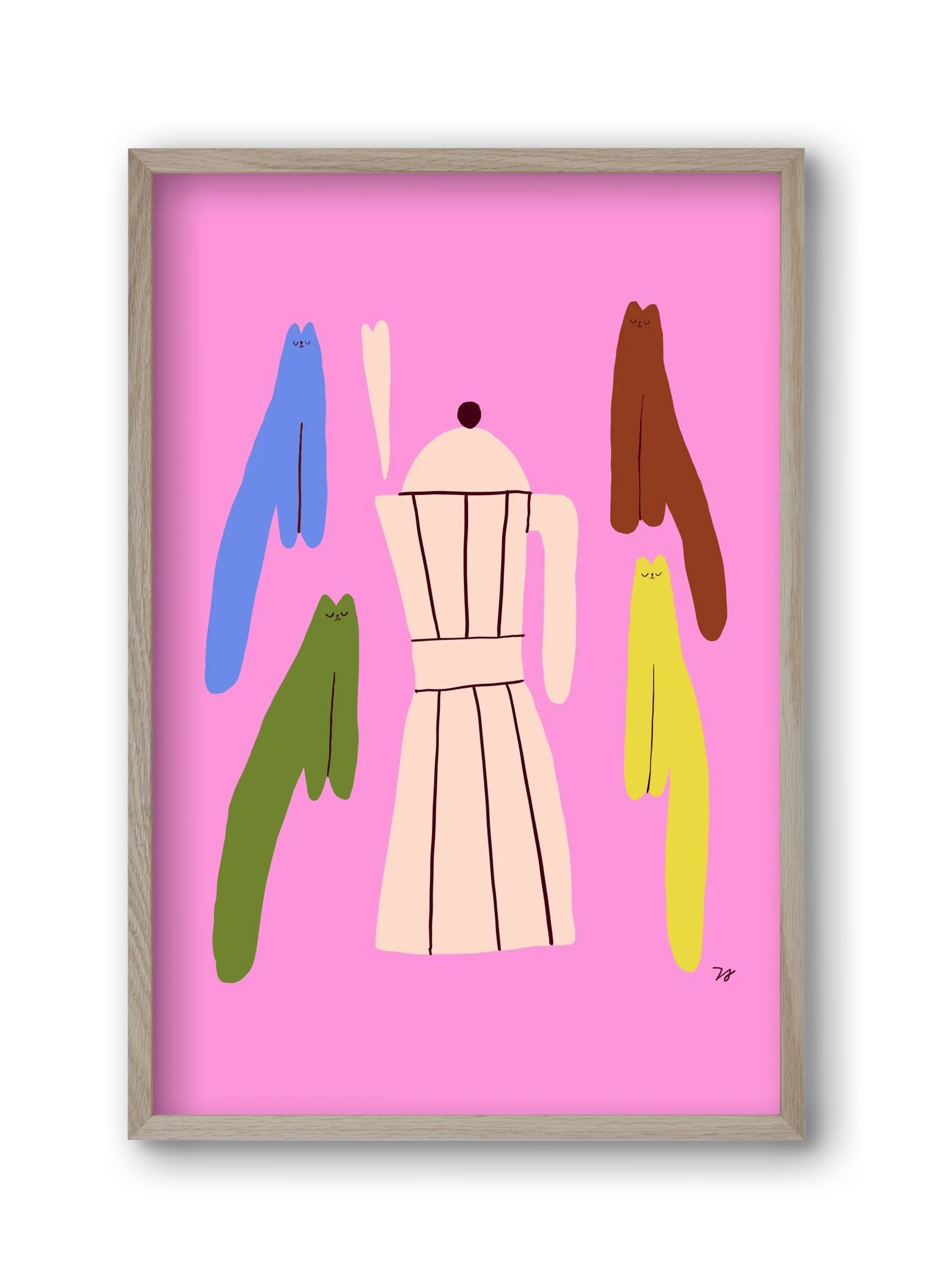 Colorful Cats with Espresso Maker - artbridge