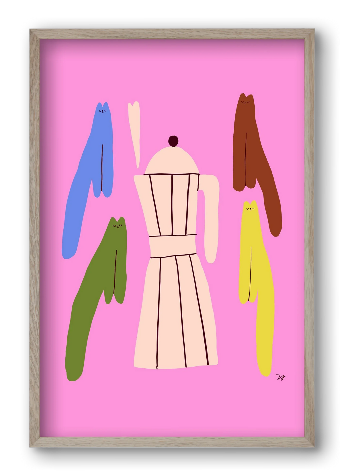 Colorful Cats with Espresso Maker - artbridge