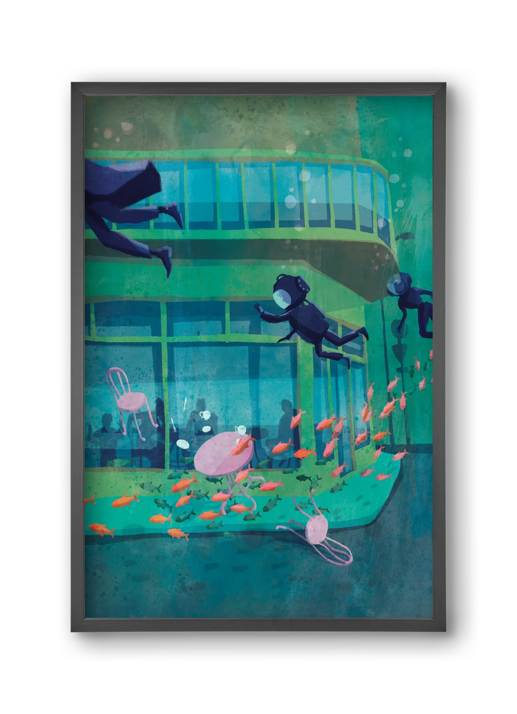 Corner café with fish - artbridge