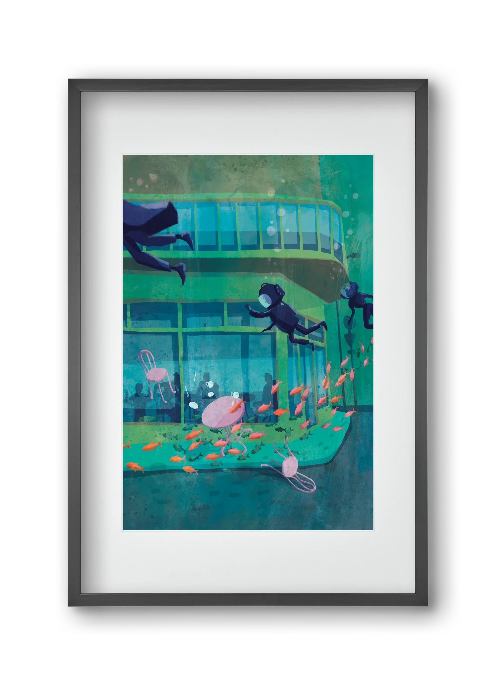 Corner café with fish - artbridge
