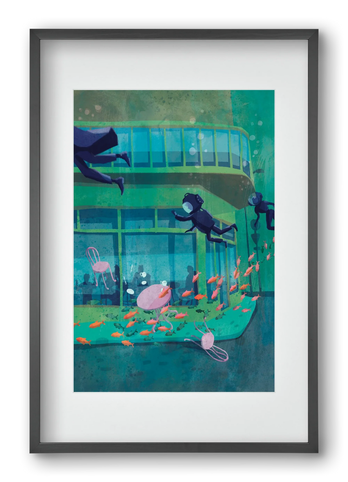 Corner café with fish - artbridge