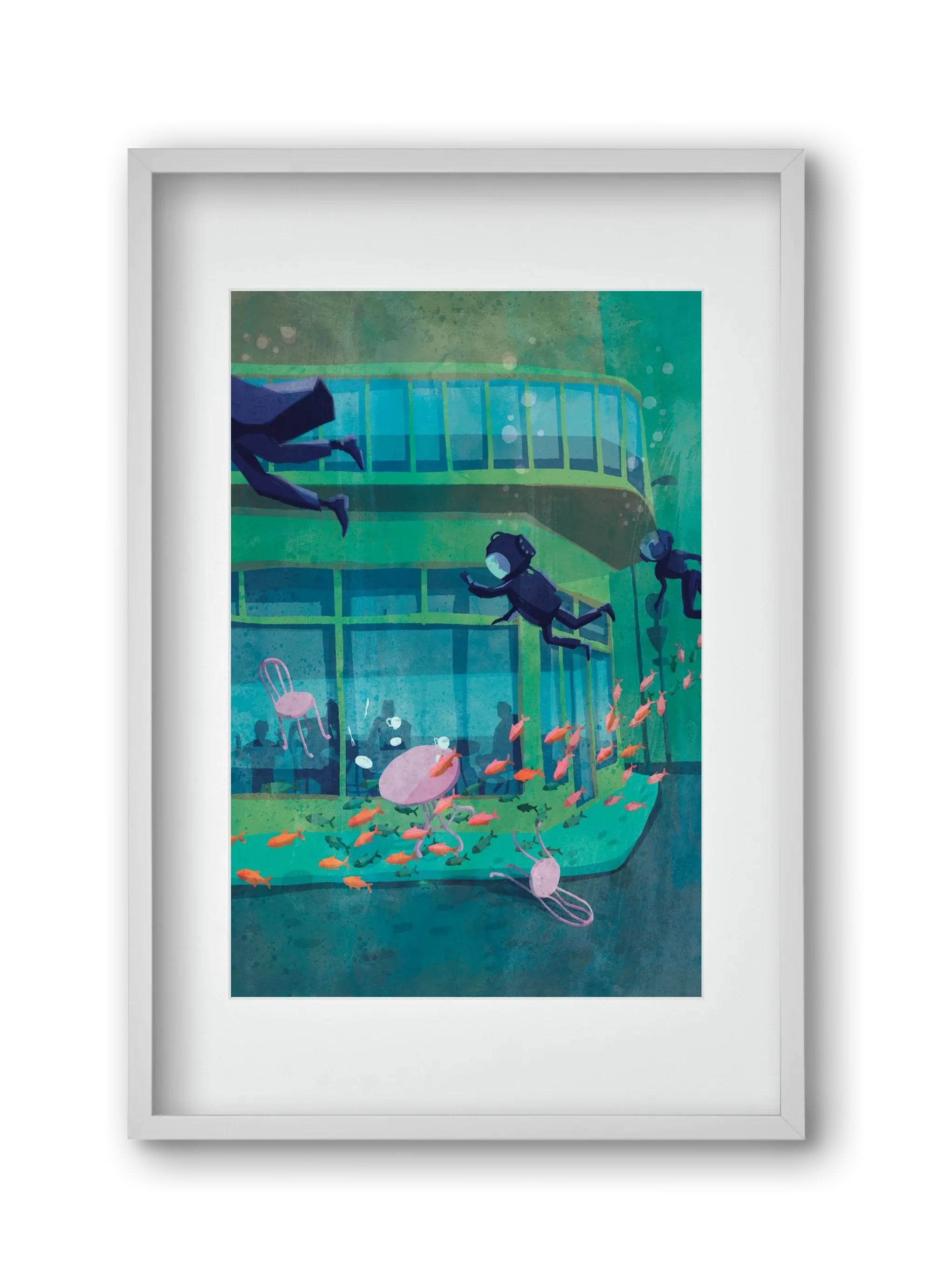 Corner café with fish - artbridge
