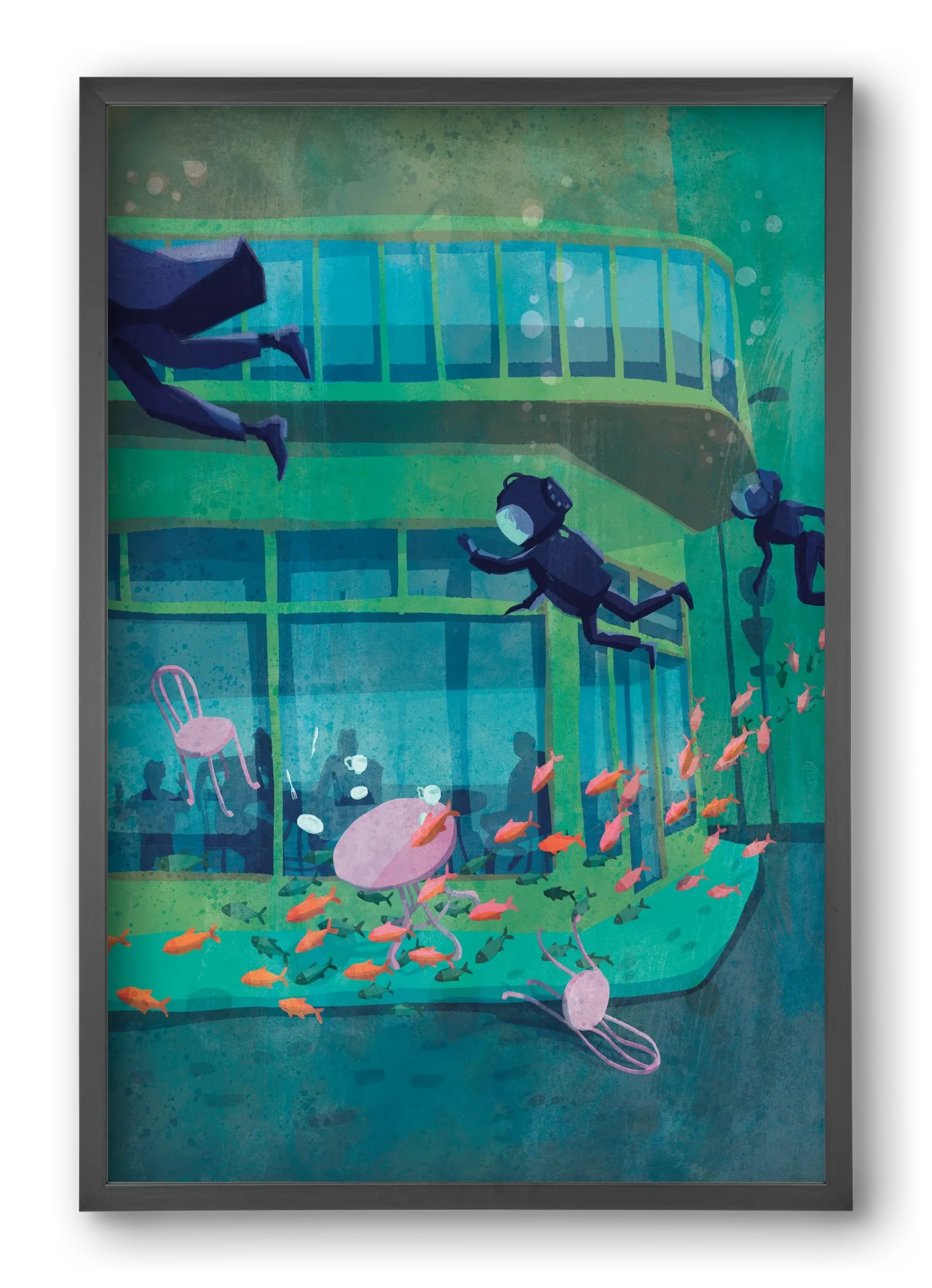 Corner café with fish - artbridge