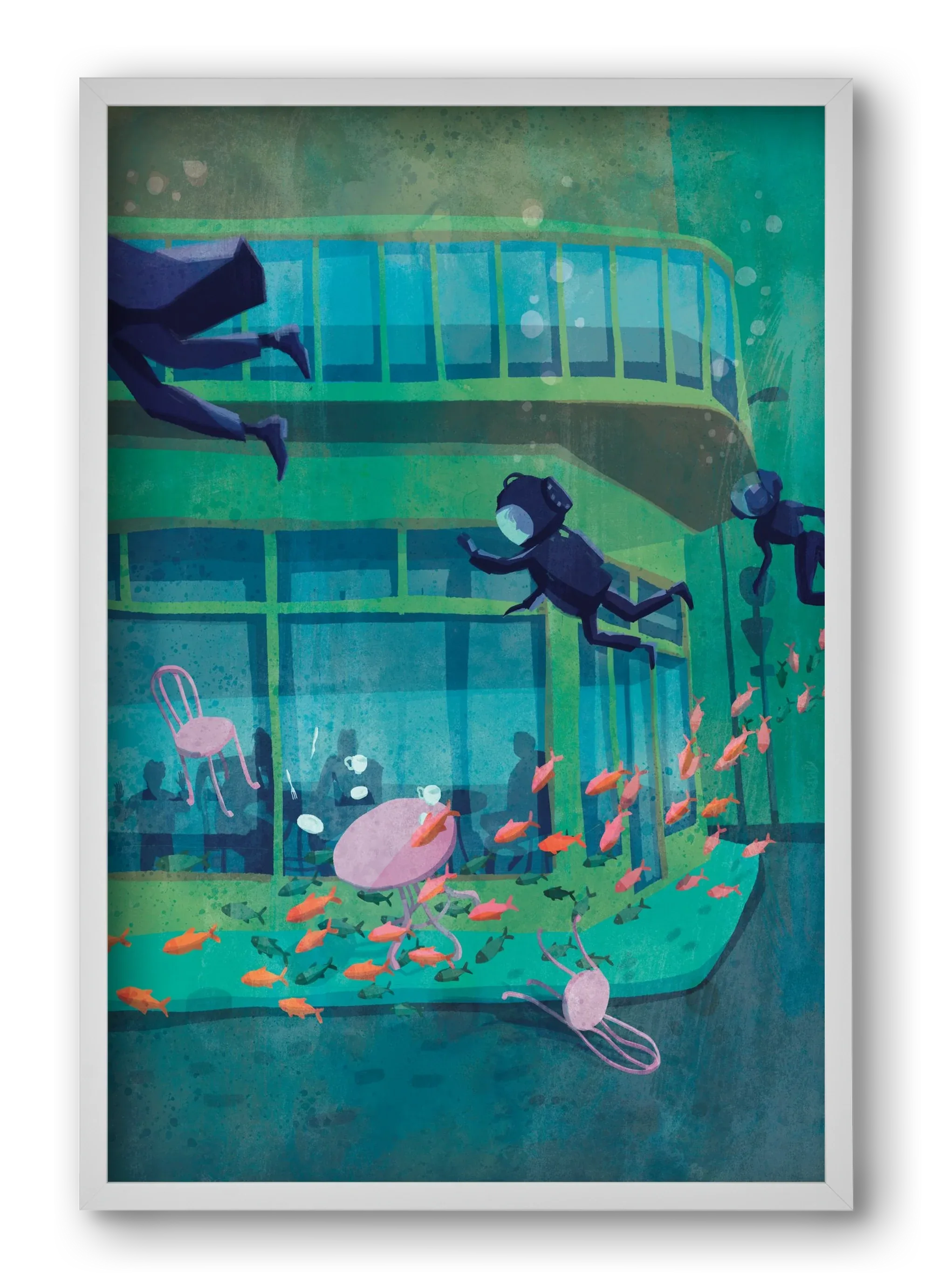 Corner café with fish - artbridge