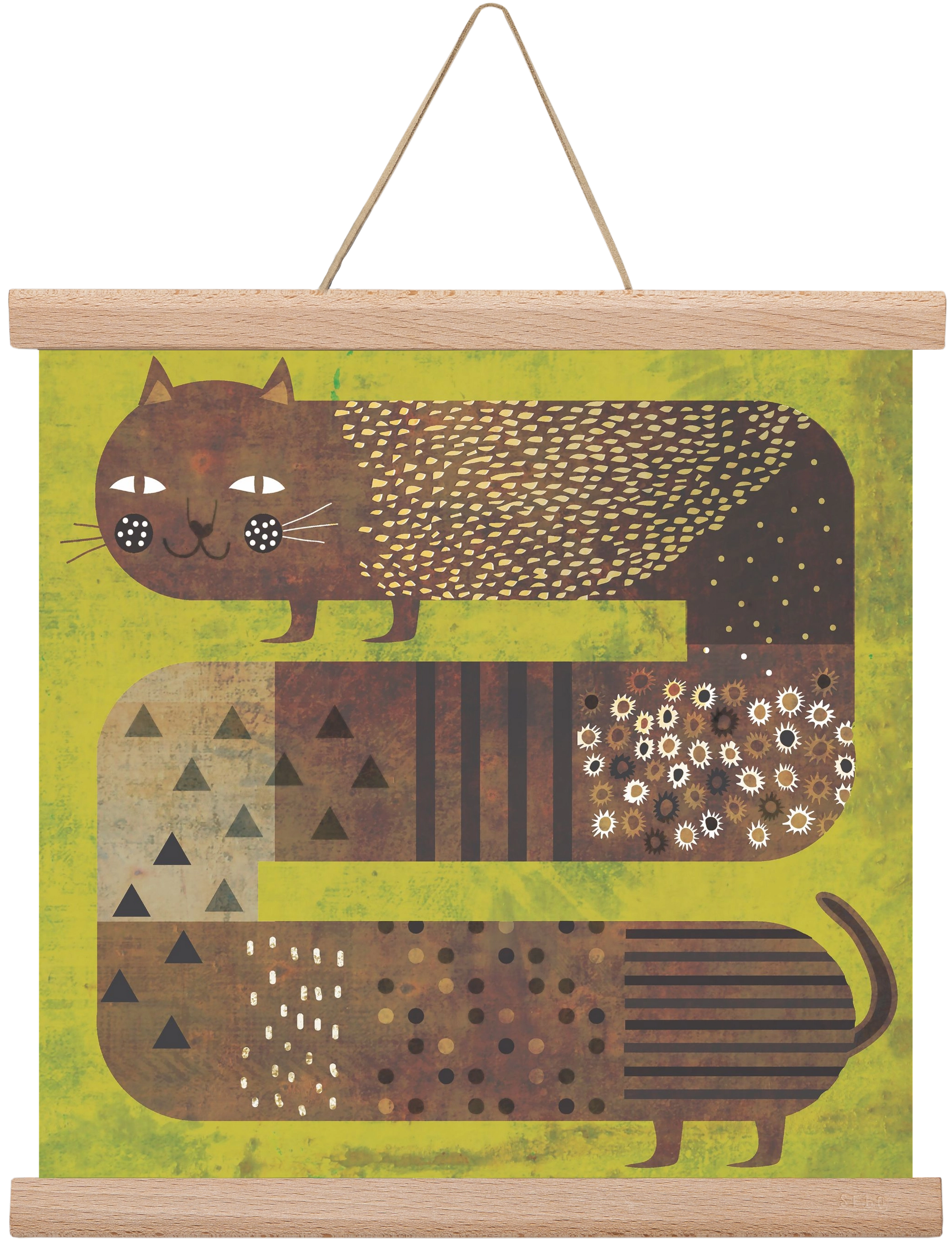 Macska és a fű, 30x30 cm (30x30 cm), Tölgy akasztó