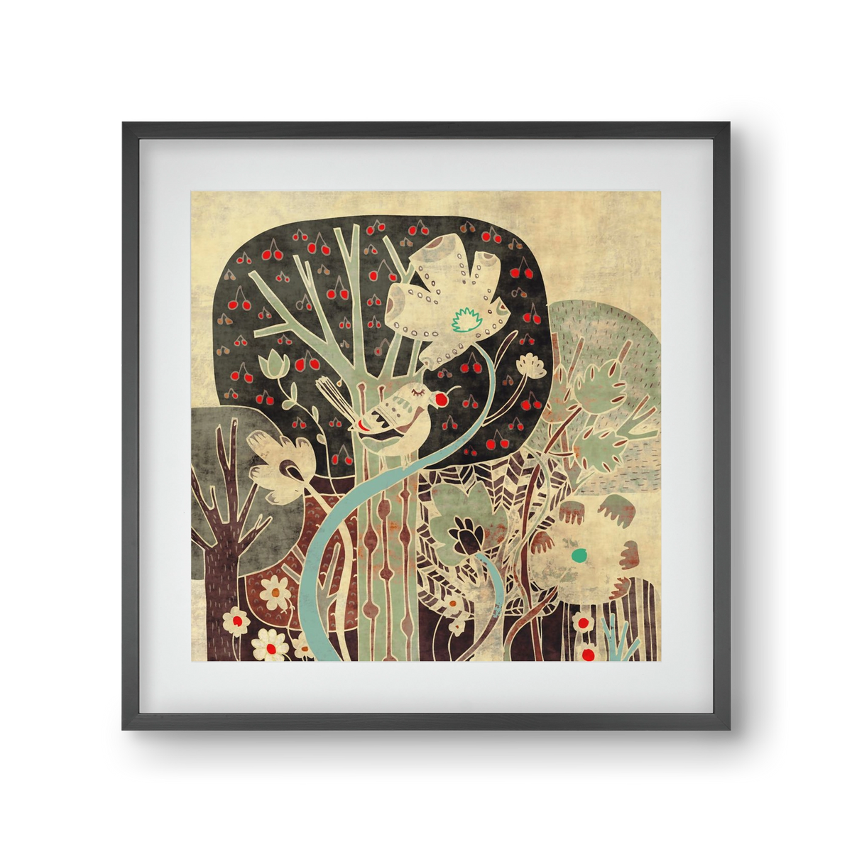Erdő, 30x30 cm (20x20 cm), Fekete keret, paszpartuval
